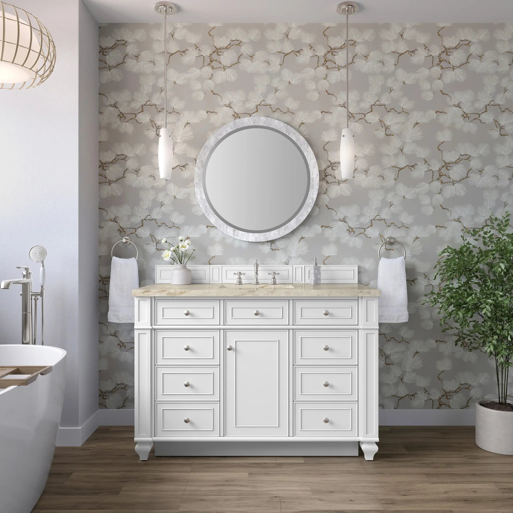 48 Bristol Single Vanity In Bright White Power Enabled Tajnar Eclos 8 Widespread 4