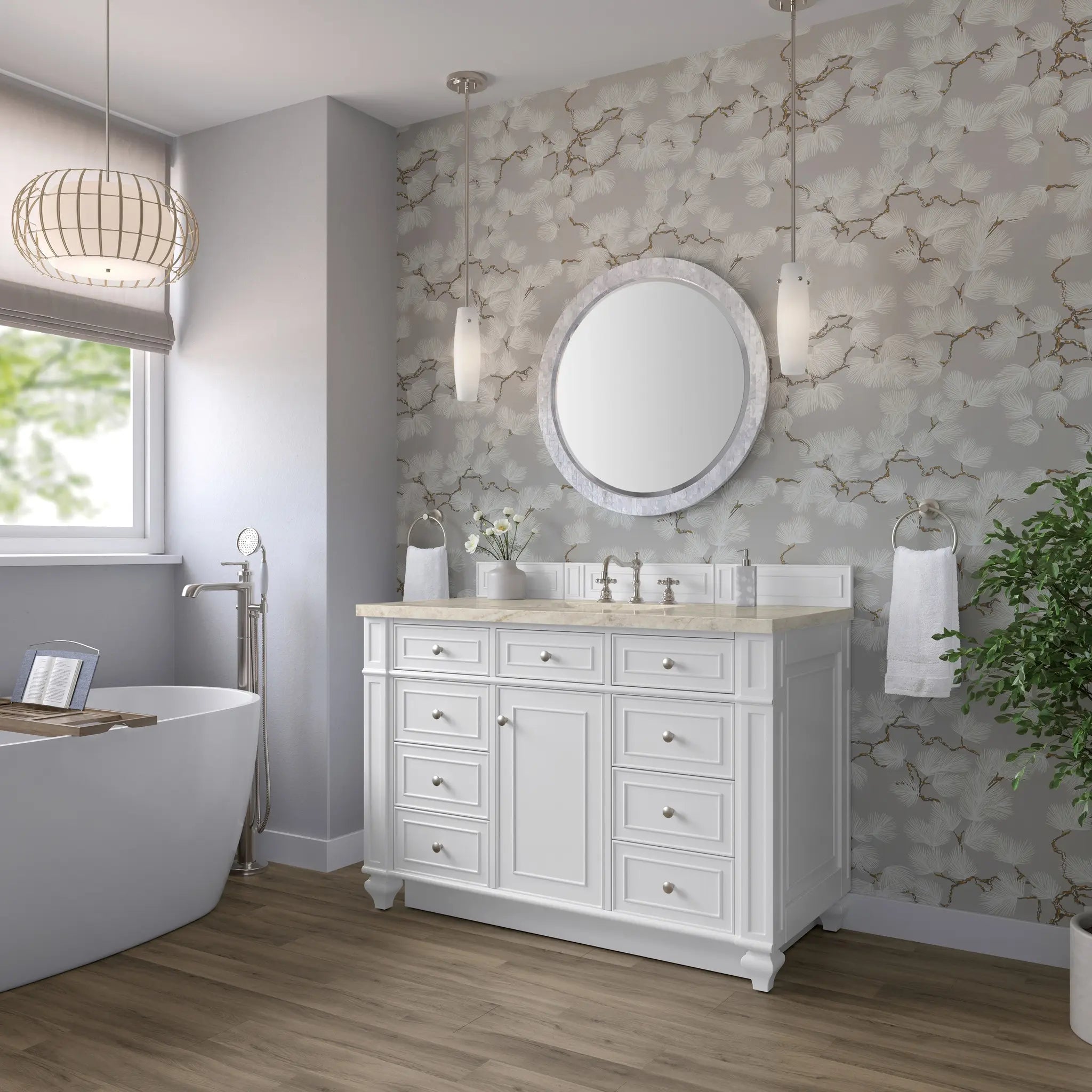 48 Bristol Single Vanity In Bright White Power Enabled Tajnar Eclos 8 Widespread 5