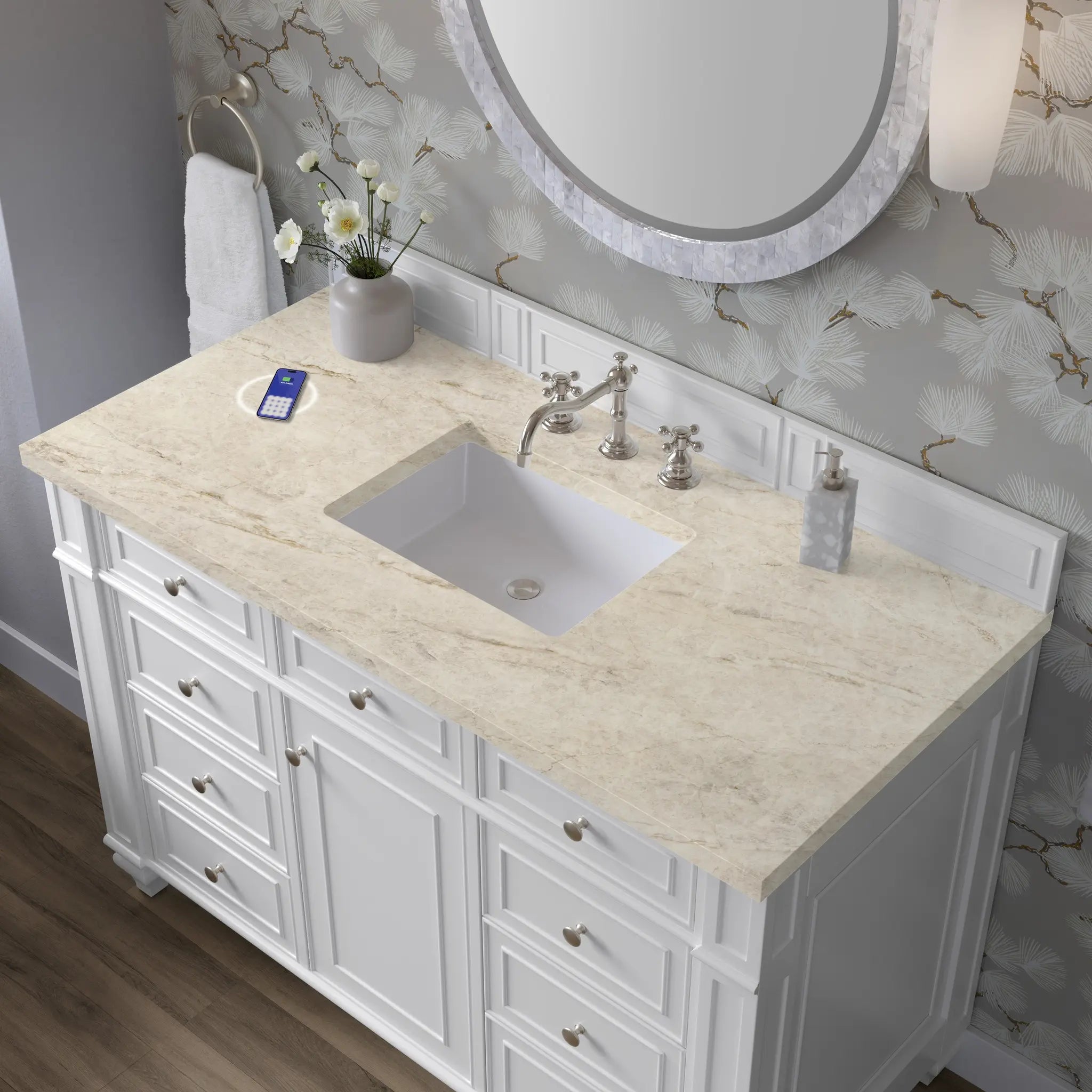 48 Bristol Single Vanity In Bright White Power Enabled Tajnar Eclos 8 Widespread 7