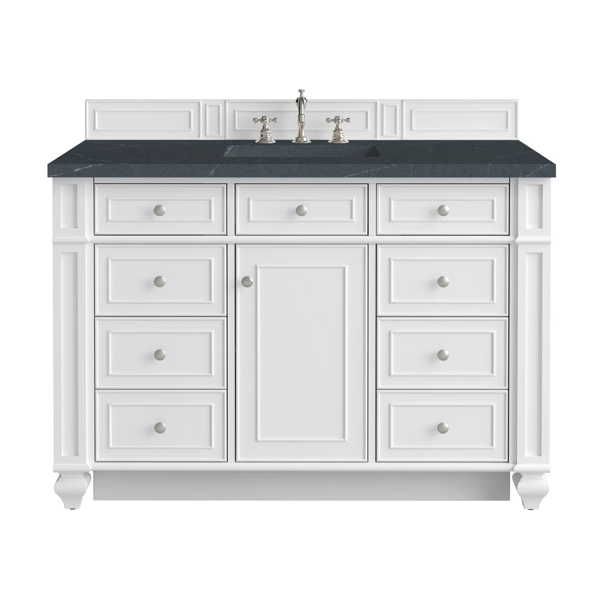 48 Bristol Single Vanity In Bright White Standard Charcoal Soapstone Silestone 8 Widespread 1