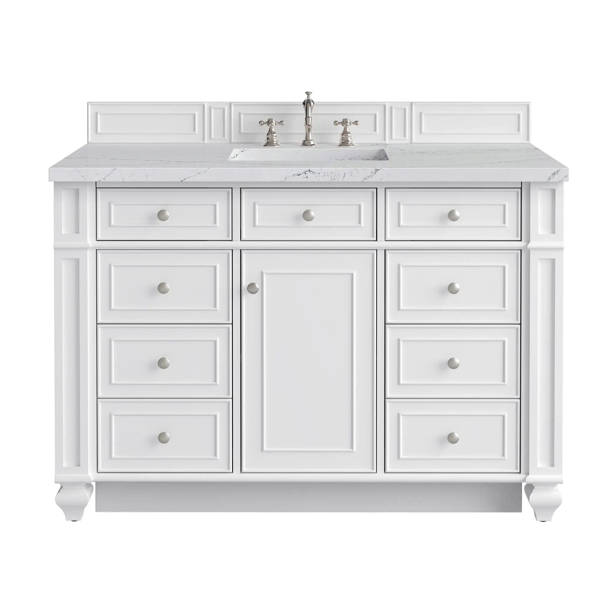 48 Bristol Single Vanity In Bright White Standard Ethereal Noctis Silestone 8 Widespread 1