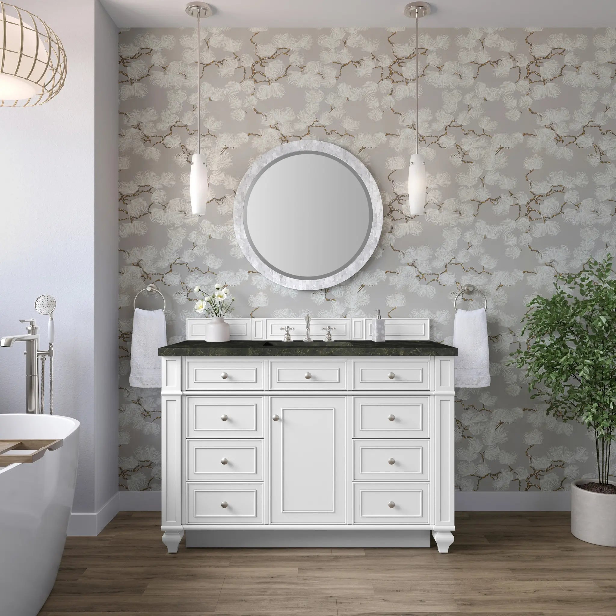 48 Bristol Single Vanity In Bright White Standard Phantome Eclos 8 Widespread 2