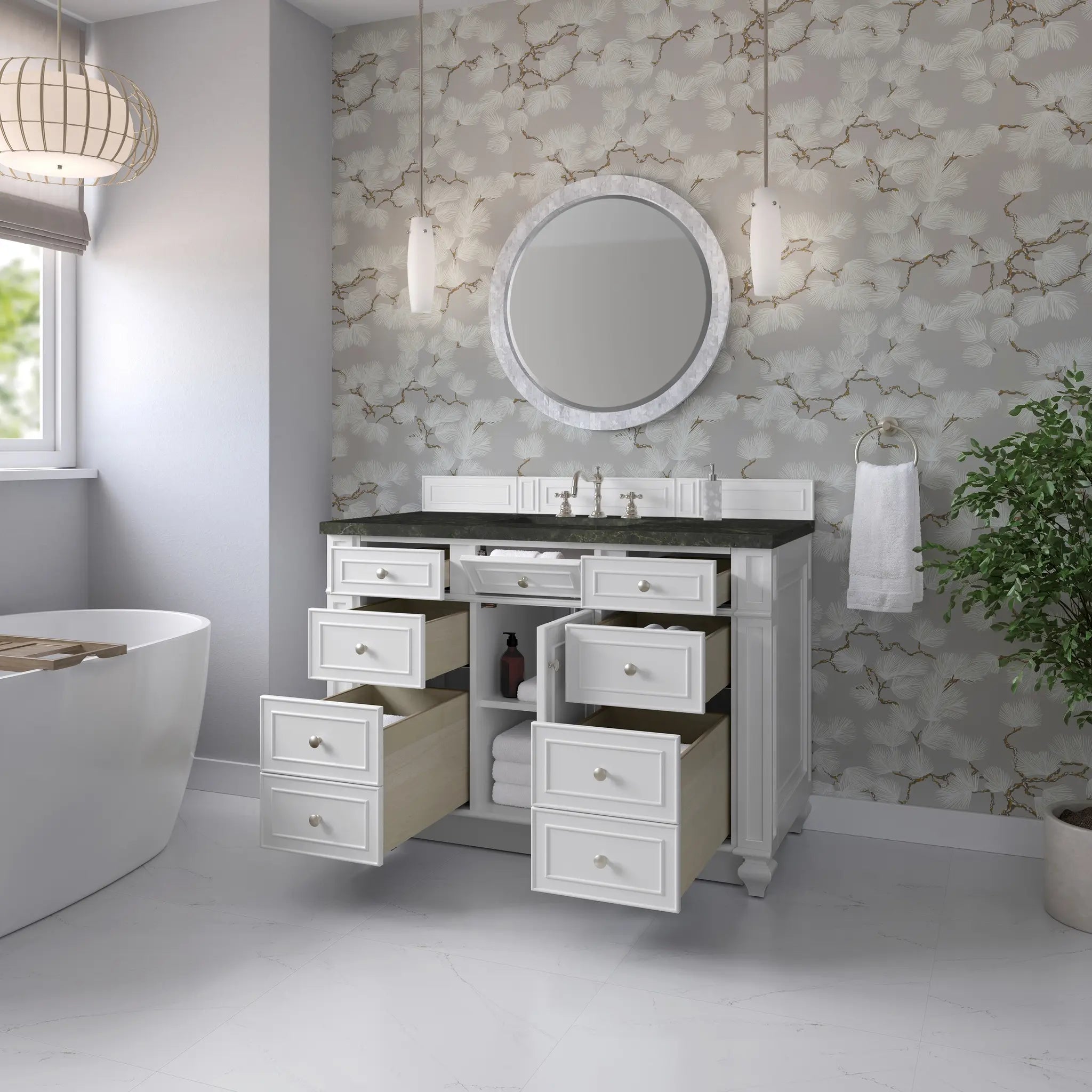 48 Bristol Single Vanity In Bright White Standard Phantome Eclos 8 Widespread 4