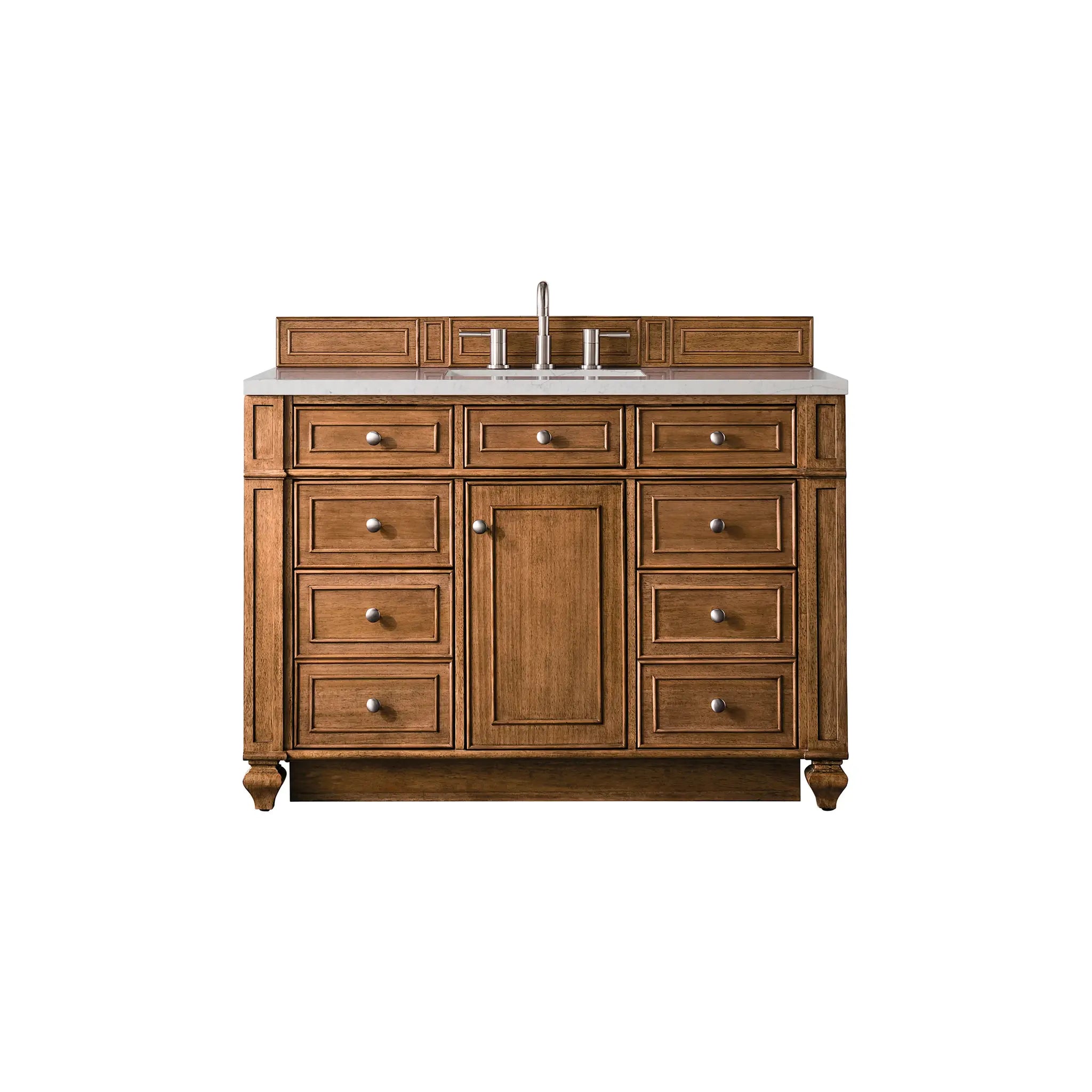 48" Bristol Single Vanity in Saddle Brown-Eternal Jasmine Pearl Silestone-8" Widespread image