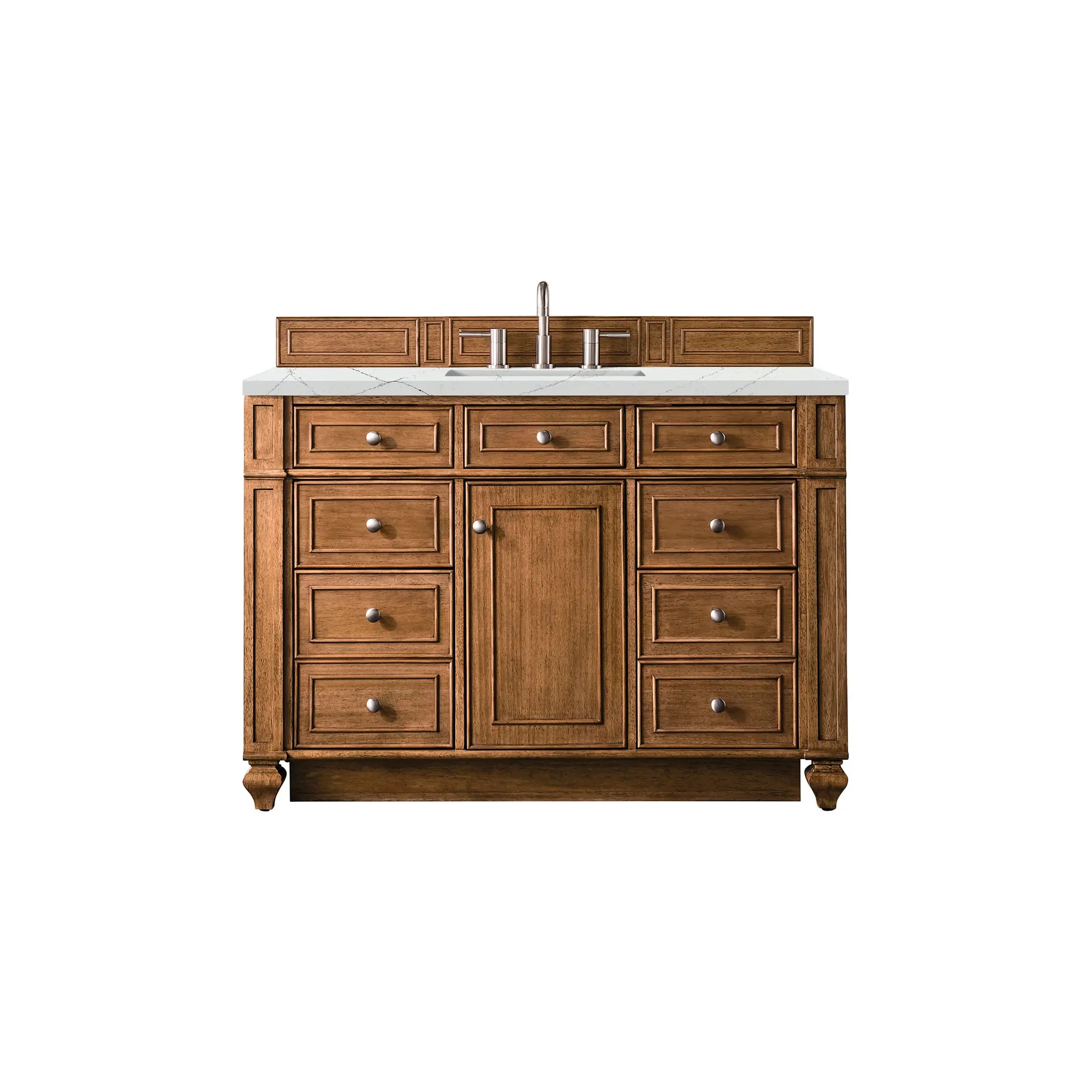 48" Bristol Single Vanity in Saddle Brown-Ethereal Noctis Silestone-8" Widespread image