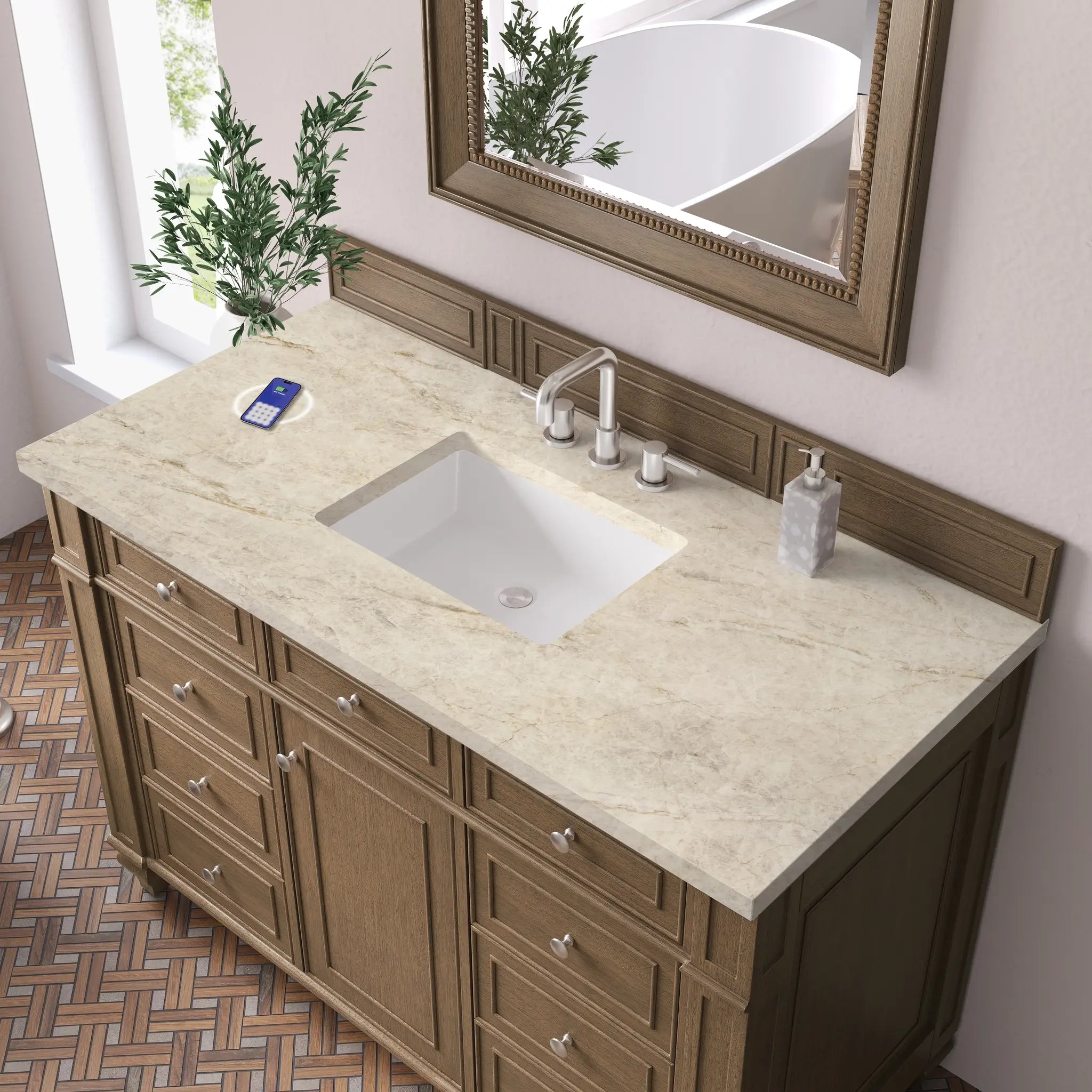 48 Bristol Single Vanity In Saddle Brown Power Enabled Tajnar Eclos 8 Widespread 7