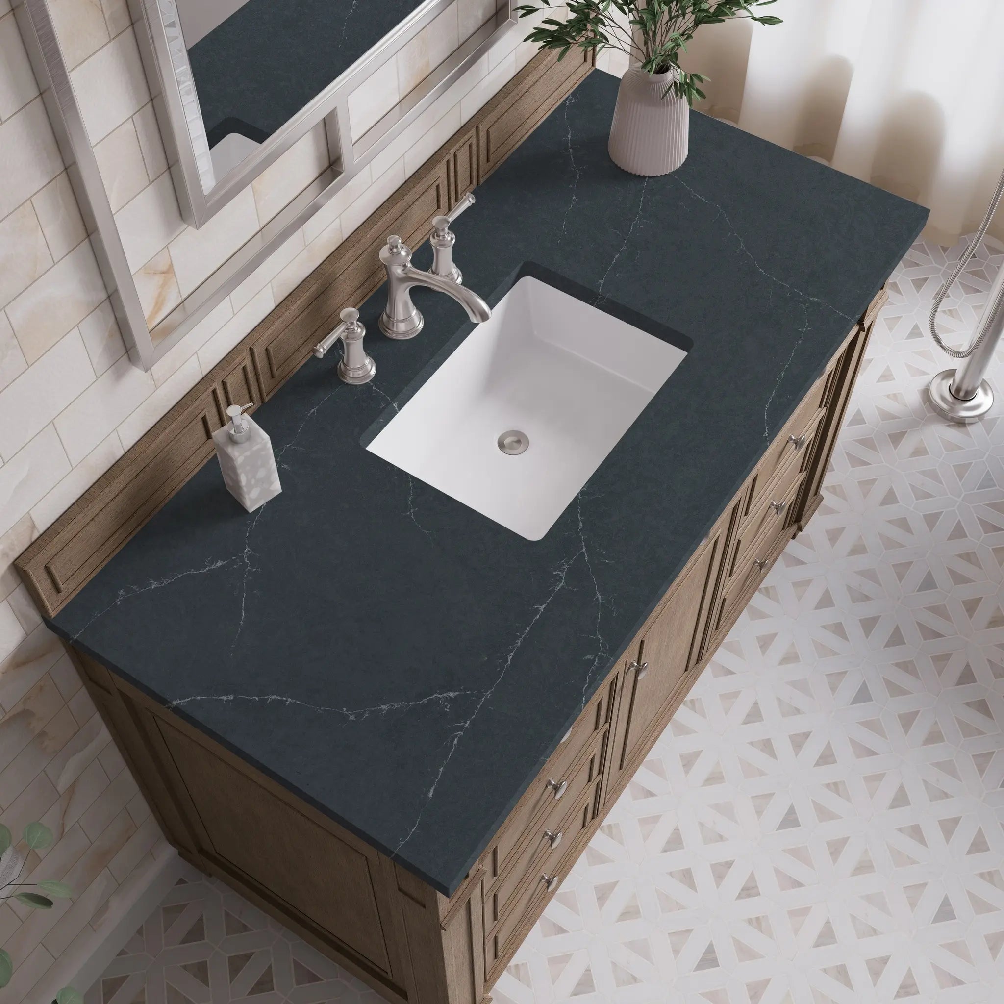 48 Bristol Single Vanity In Whitewashed Walnut Standard Charcoal Soapstone Silestone 8 Widespread 5