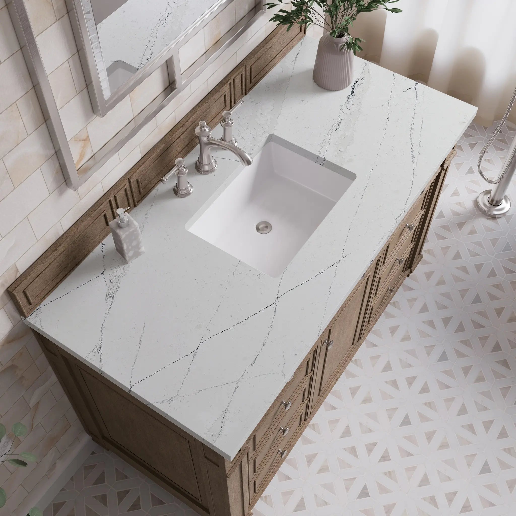 48 Bristol Single Vanity In Whitewashed Walnut Standard Ethereal Noctis Silestone 8 Widespread 5