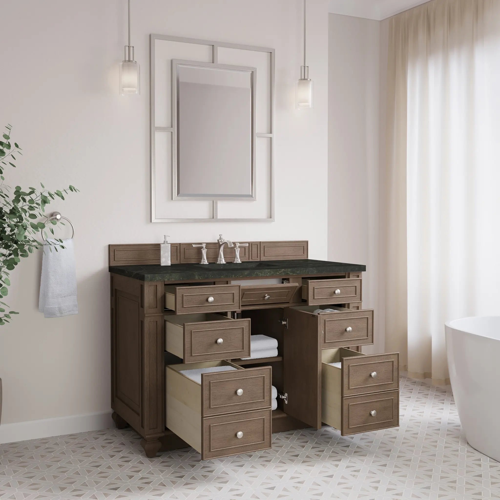 48 Bristol Single Vanity In Whitewashed Walnut Standard Phantome Eclos 8 Widespread 4