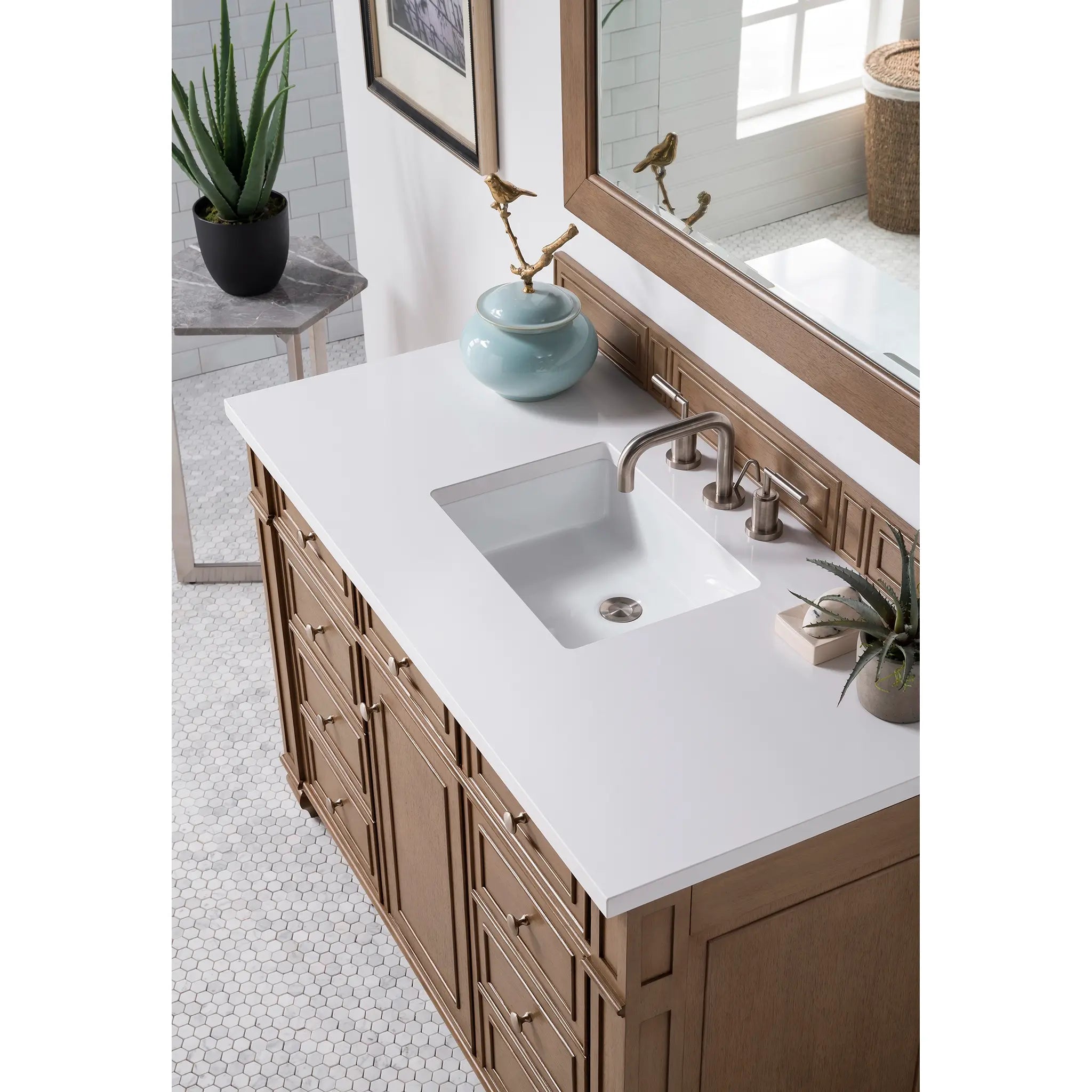 48 Bristol Single Vanity In Whitewashed Walnut Standard White Zeus Silestone 8 Widespread 3