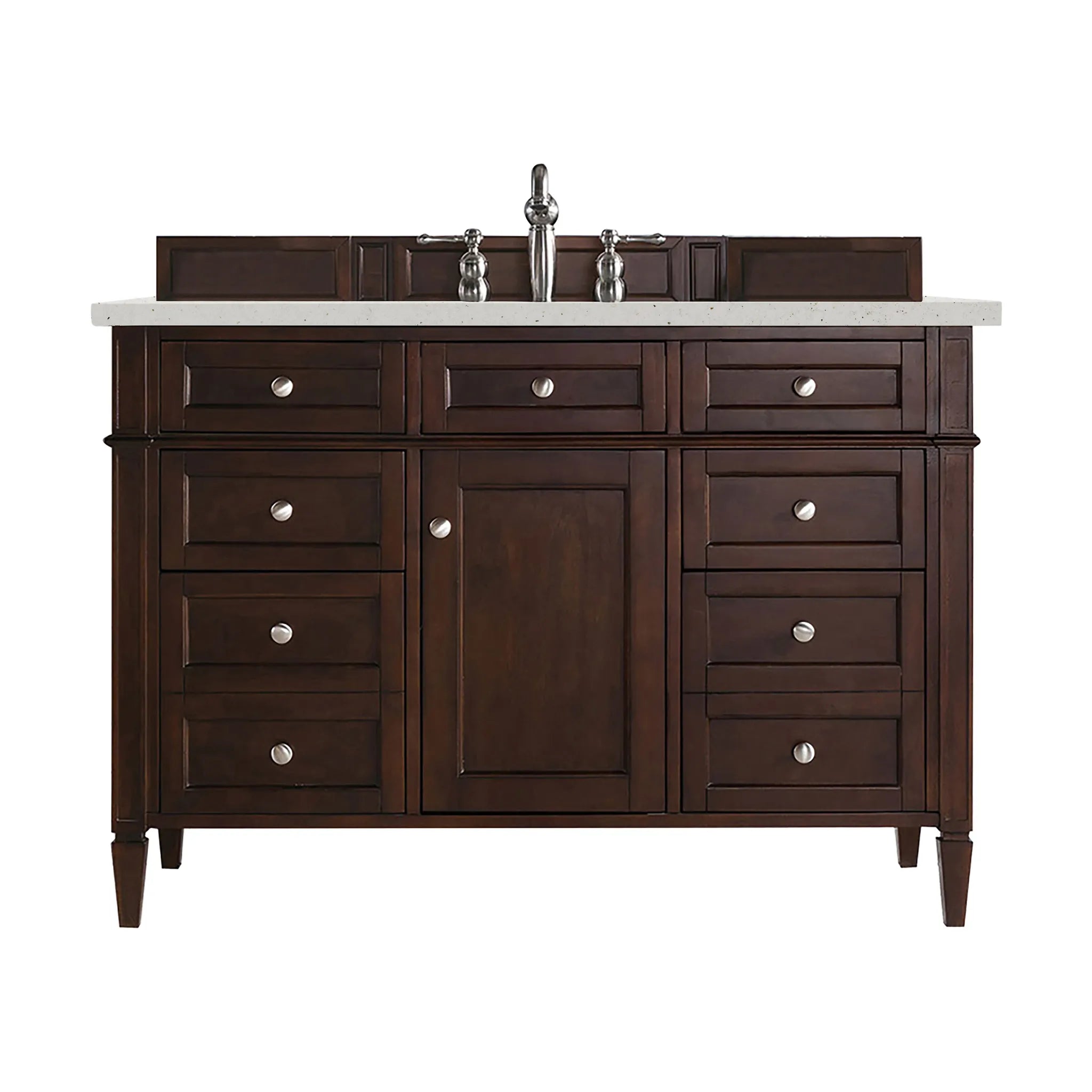 48" Brittany Single Vanity in Burnished Mahogany-Lime Delight Silestone-8" Widespread image