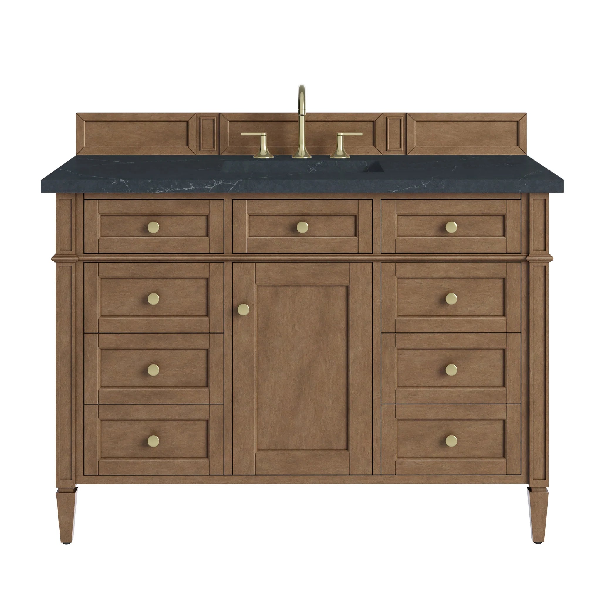48" Brittany Single Vanity in Pecan by James Martin Vanities-Charcoal Soapstone Silestone