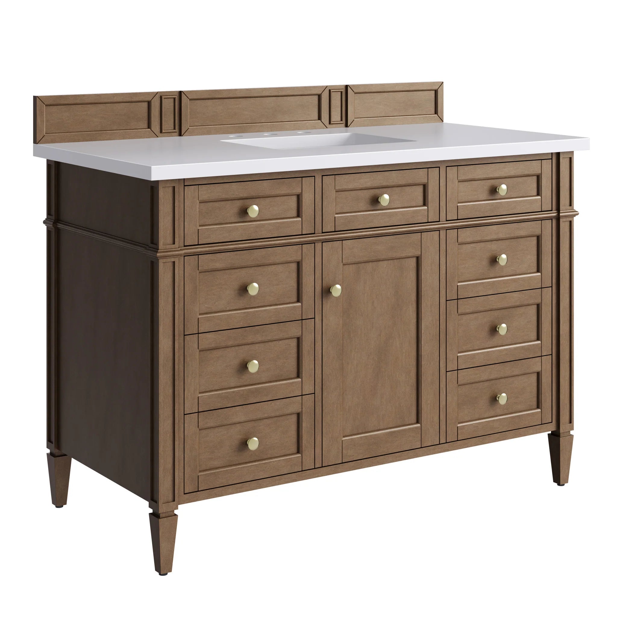 48" Brittany Single Vanity in Pecan by James Martin Vanities-White Zeus Silestone 11