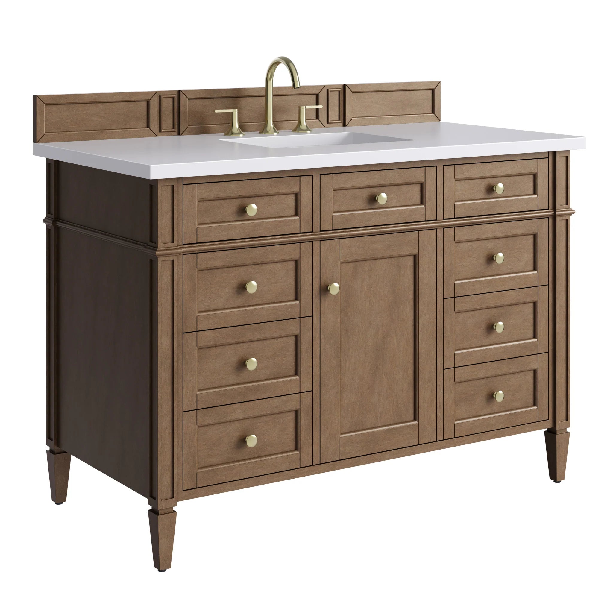 48" Brittany Single Vanity in Pecan by James Martin Vanities-White Zeus Silestone 12