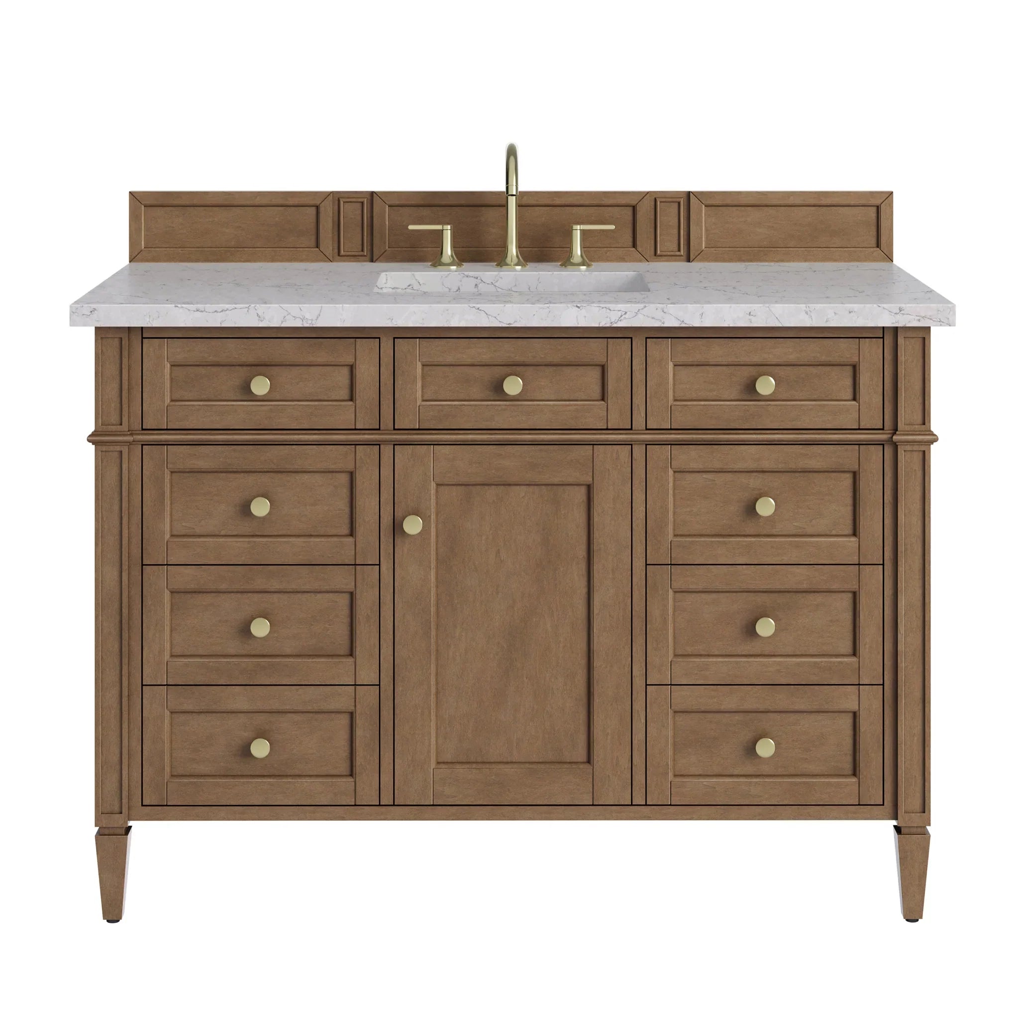 48" Brittany Single Vanity in Pecan w/FreePower Wireless Charger by James Martin Vanities-Eternal Jasmine Pearl Silestone