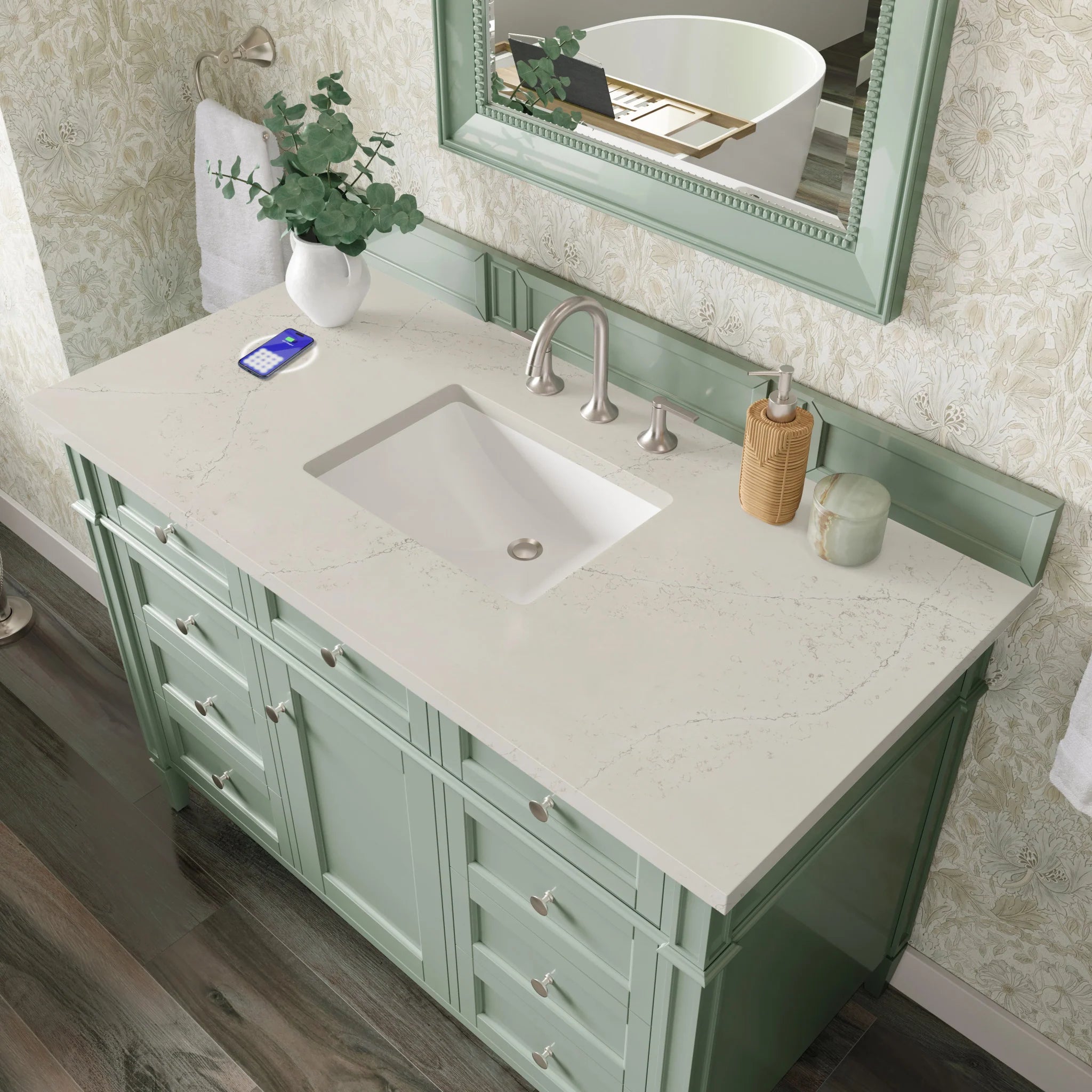 48-brittany-single-vanity-in-sage-green-w-freepower-wireless-charger-by-james-martin-vanities-siberian-silestone image 7