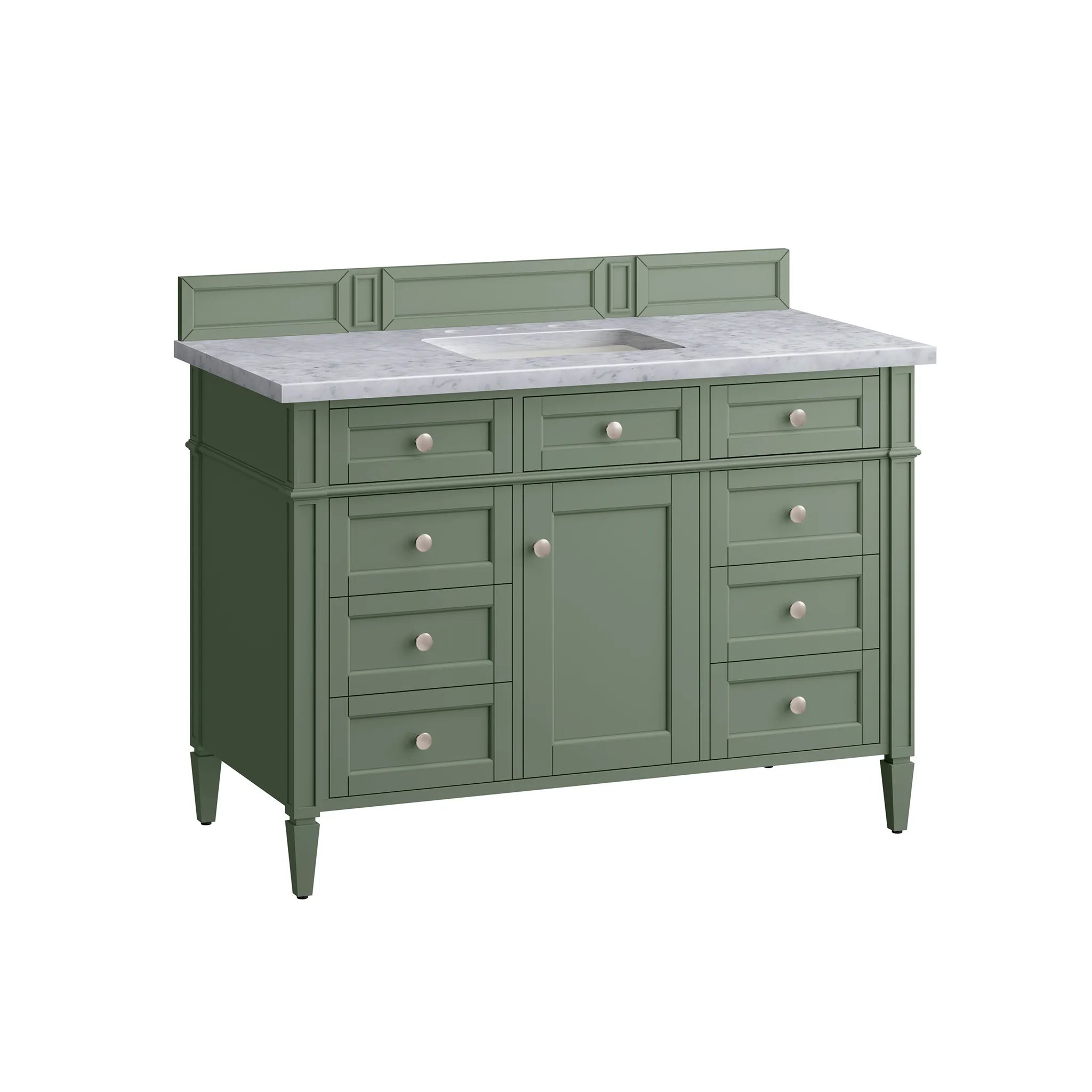 48" Brittany Single Vanity in Smokey Celadon-Carrara White Marble-8" Widespread image 5
