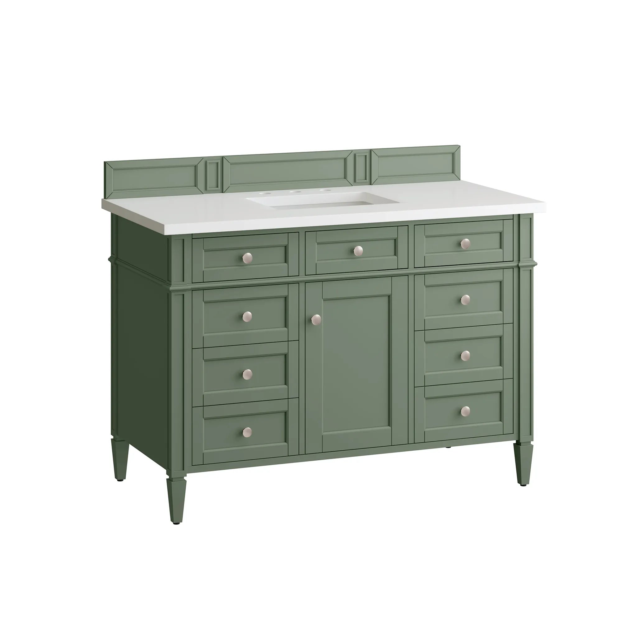 48" Brittany Single Vanity in Smokey Celadon-White Zeus Silestone-8" Widespread image 5