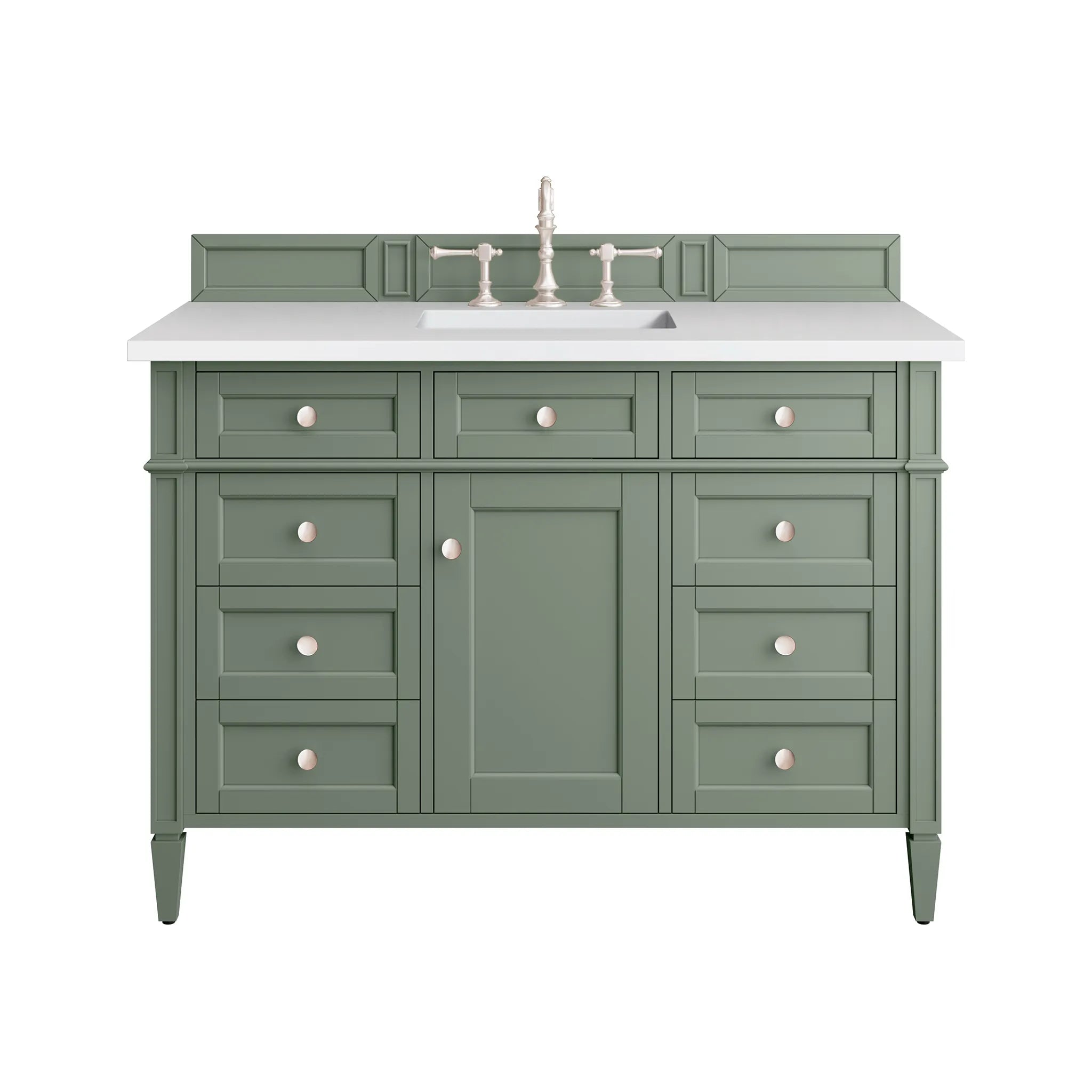 48" Brittany Single Vanity in Smokey Celadon-White Zeus Silestone-8" Widespread image