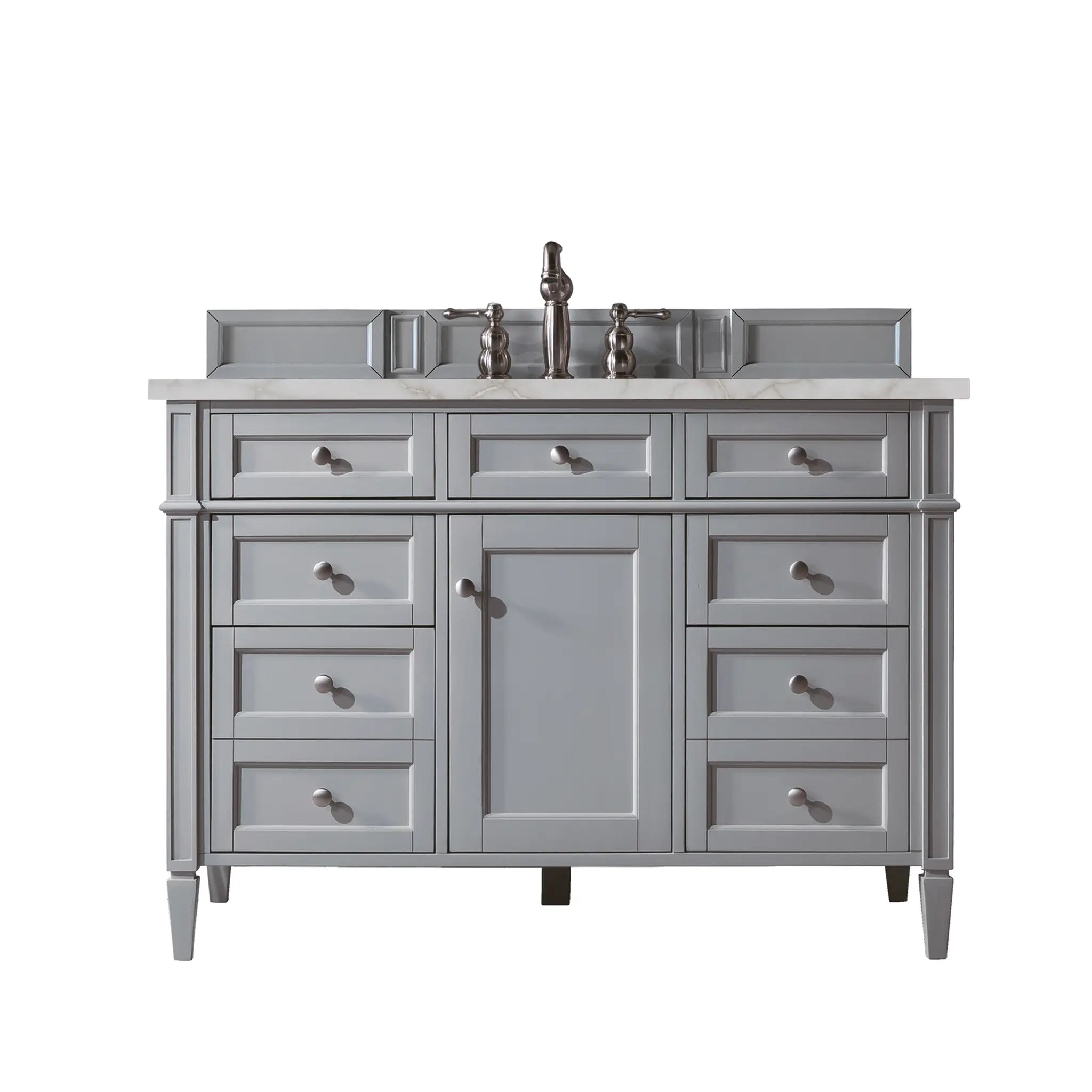 48 Brittany Single Vanity In Urban Gray Power Enabled Victorian Silver Silestone 8 Widespread 1