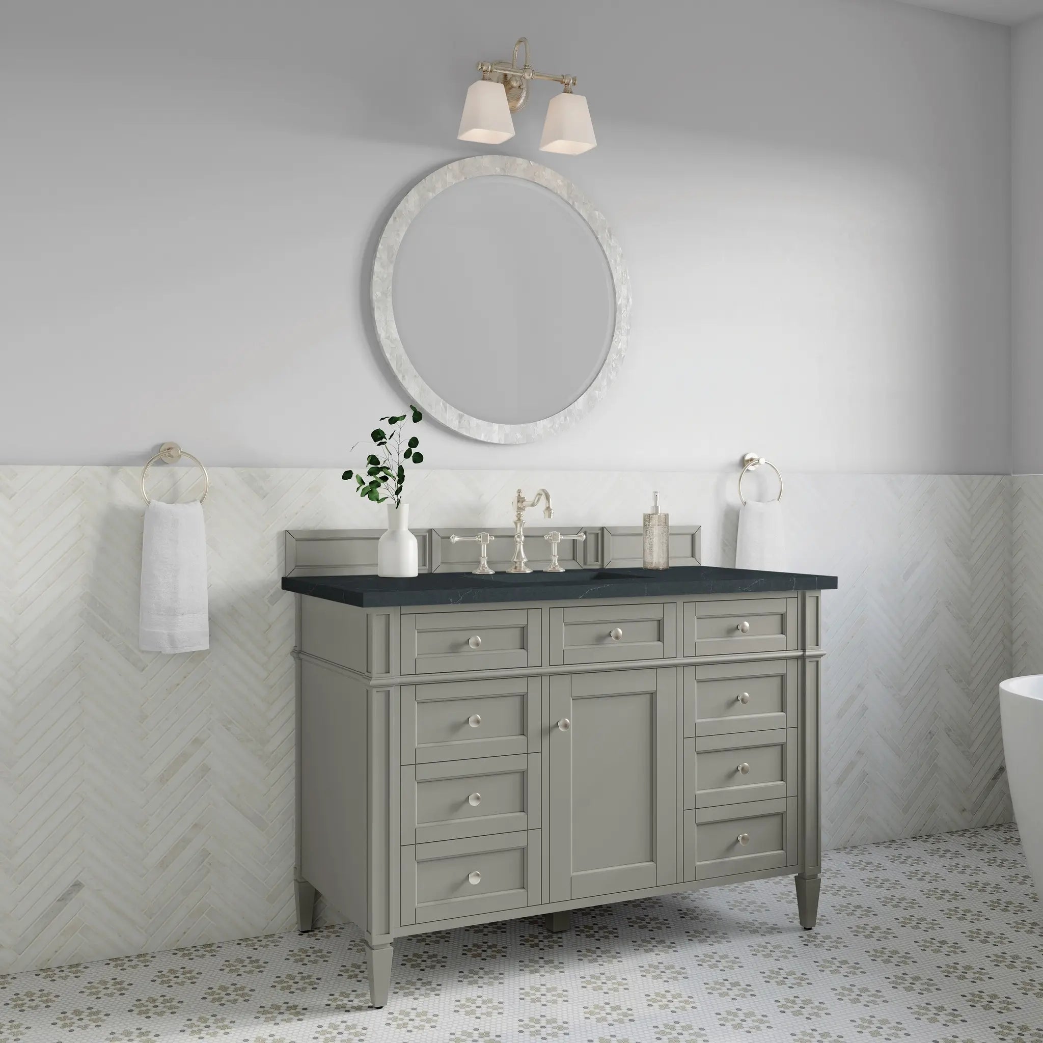 48 Brittany Single Vanity In Urban Gray Standard Charcoal Soapstone Silestone 8 Widespread 4