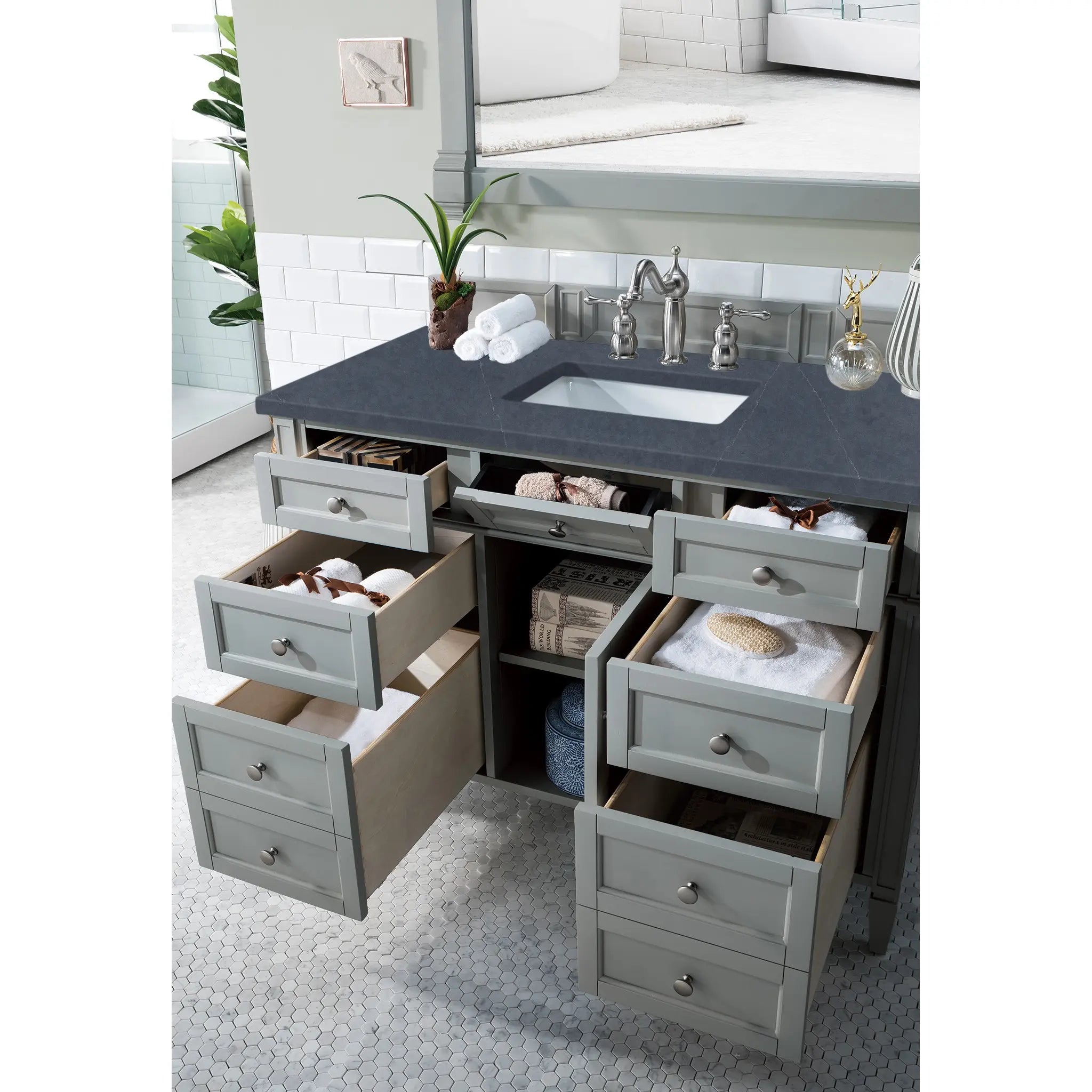 48 Brittany Single Vanity In Urban Gray Standard Charcoal Soapstone Silestone 8 Widespread 5
