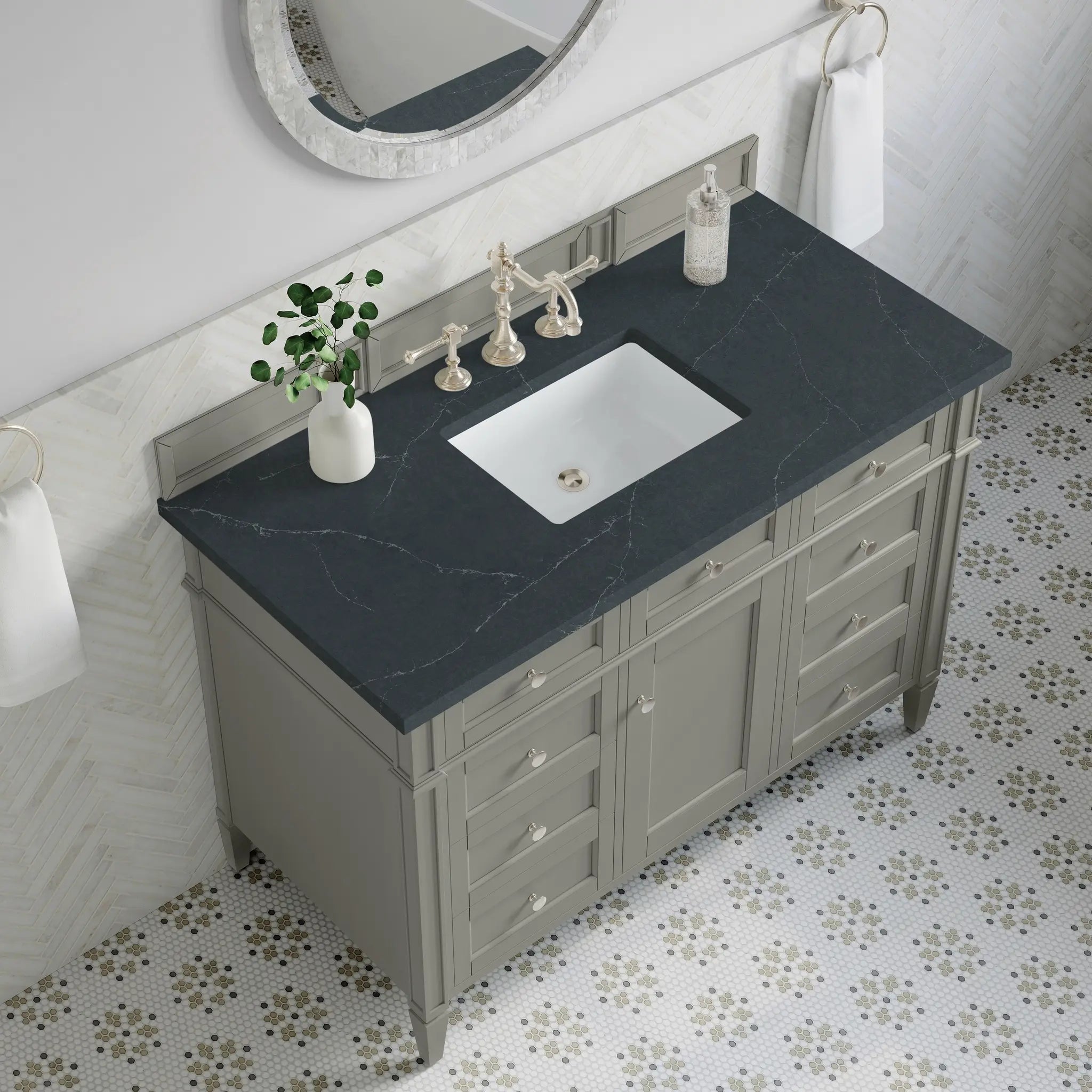 48 Brittany Single Vanity In Urban Gray Standard Charcoal Soapstone Silestone 8 Widespread 7