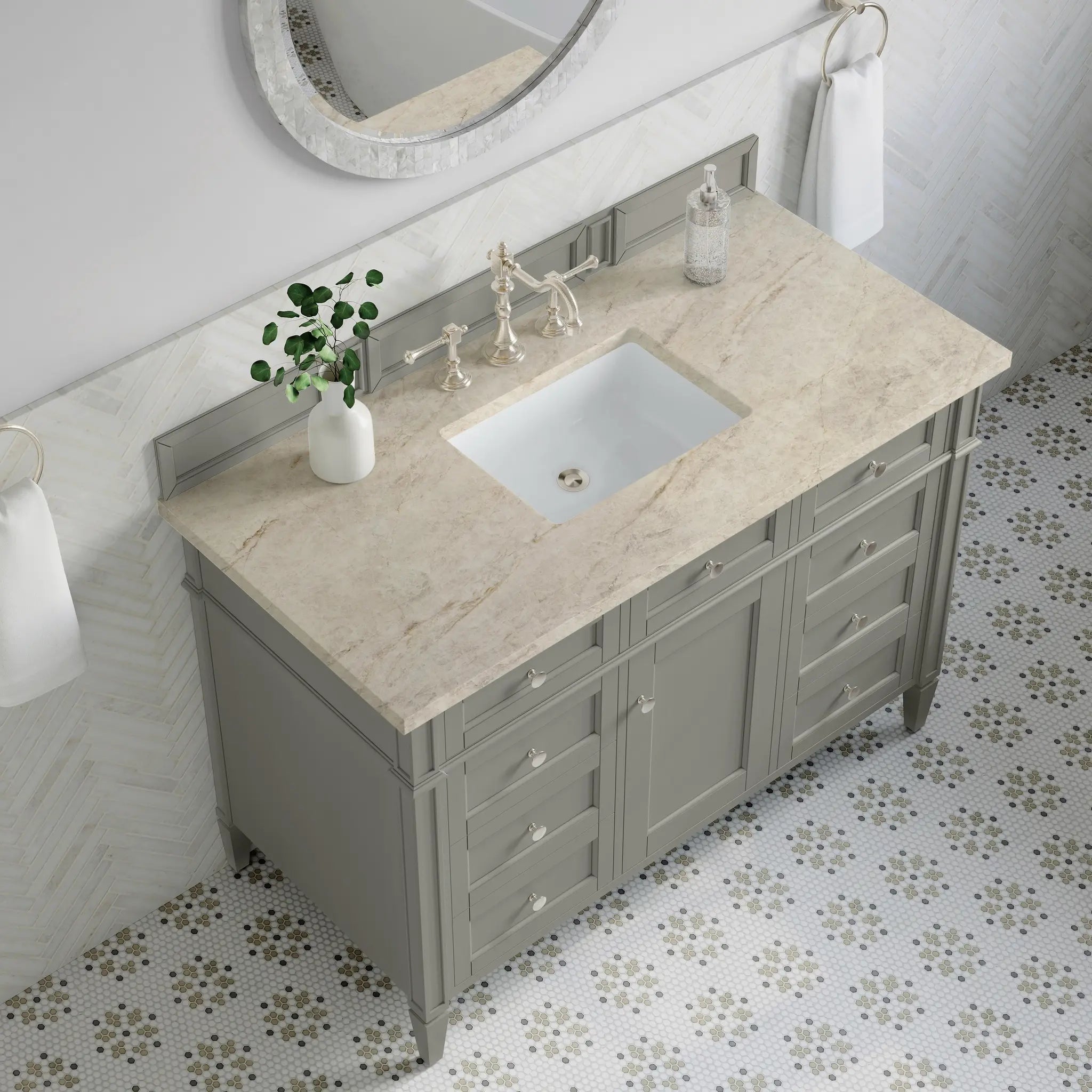 48 Brittany Single Vanity In Urban Gray Standard Tajnar Eclos 8 Widespread 6