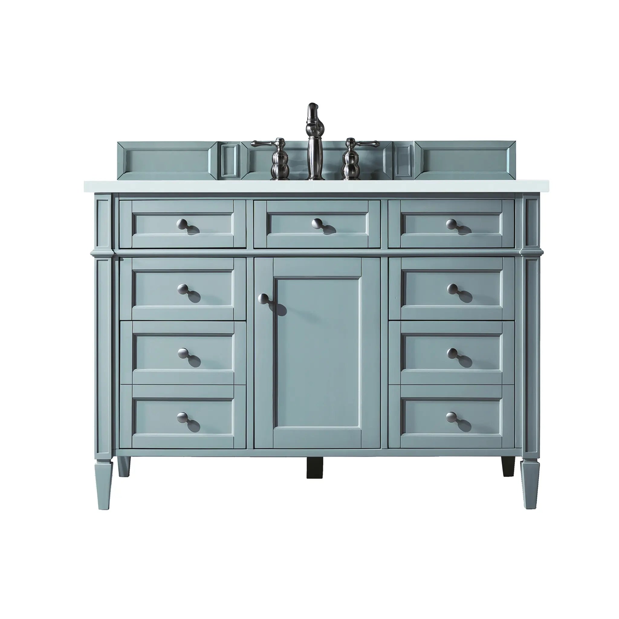 48 Brittany Single Vanity In Urban Gray Standard White Zeus Silestone 8 Widespread 1