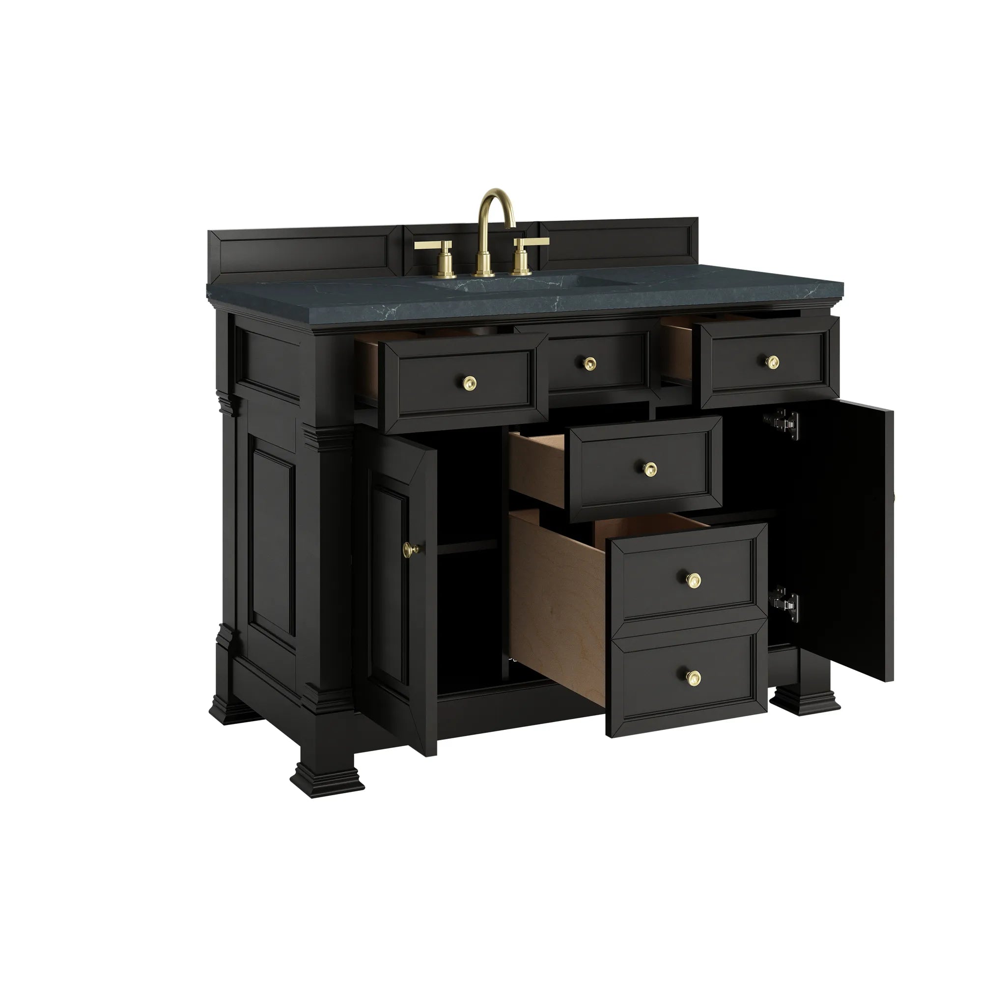 48" Brookfield Single Vanity in Black Onyx-Charcoal Soapstone Silestone-8" Widespread image 7