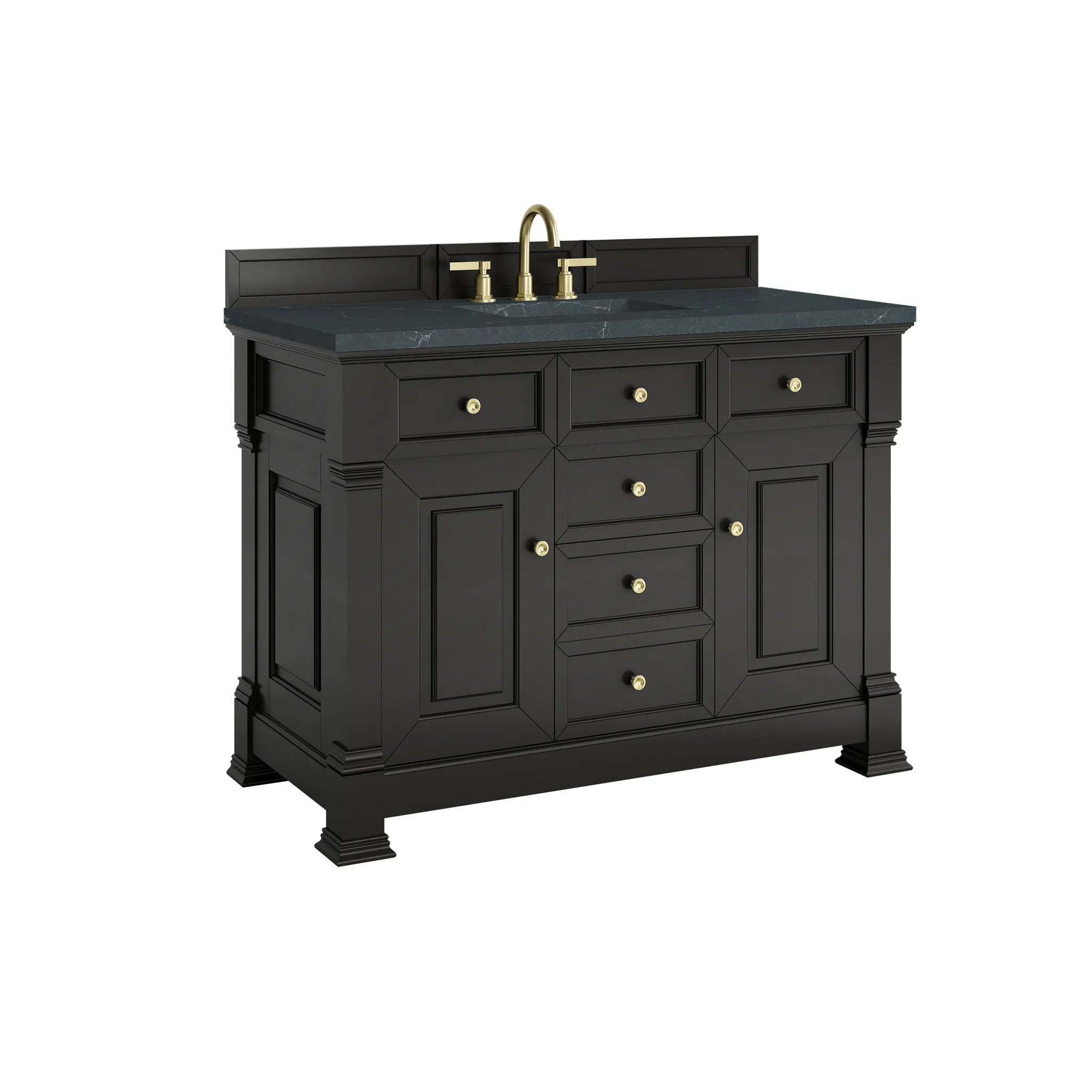 48" Brookfield Single Vanity in Black Onyx-Charcoal Soapstone Silestone-8" Widespread image 9