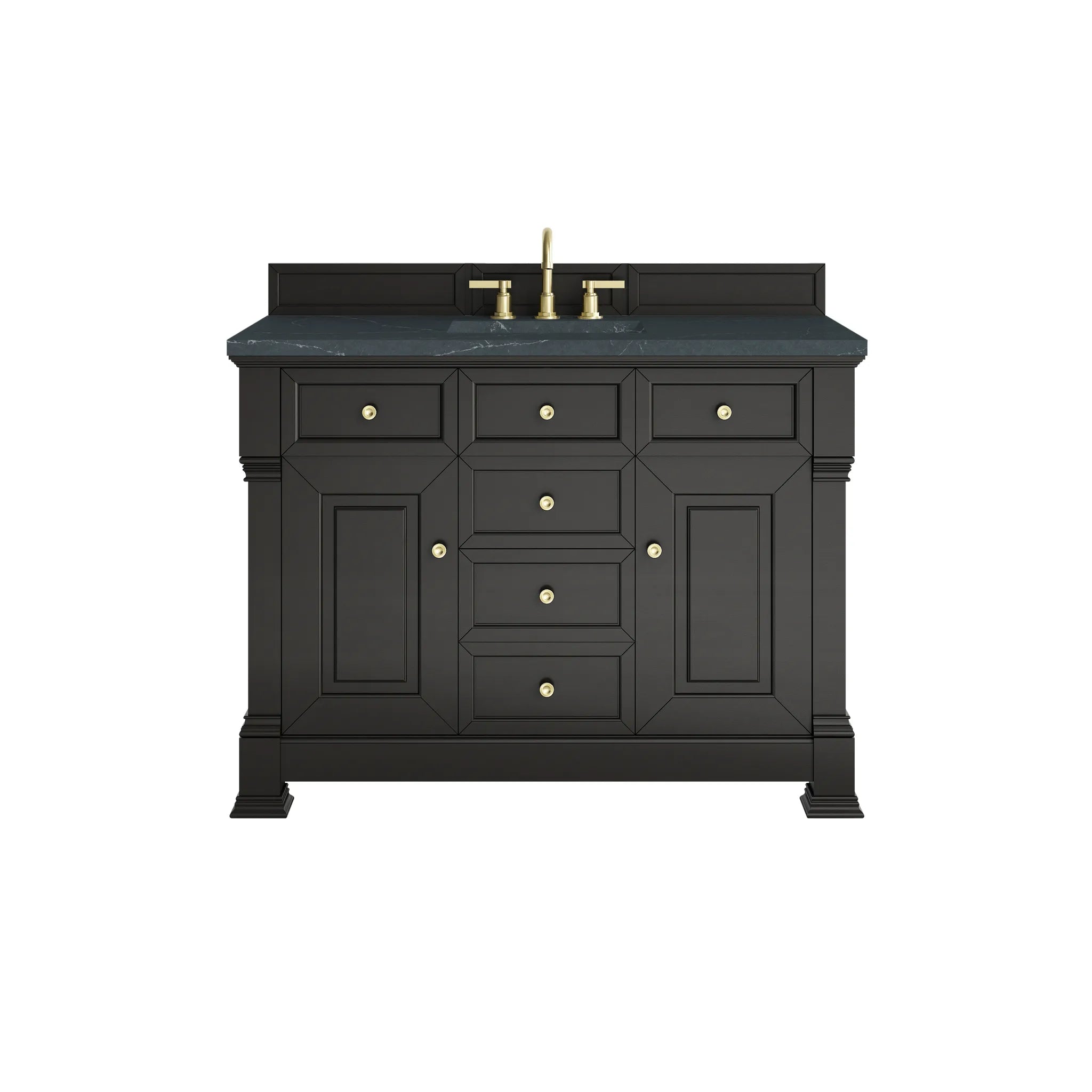 48" Brookfield Single Vanity in Black Onyx-Charcoal Soapstone Silestone-8" Widespread image