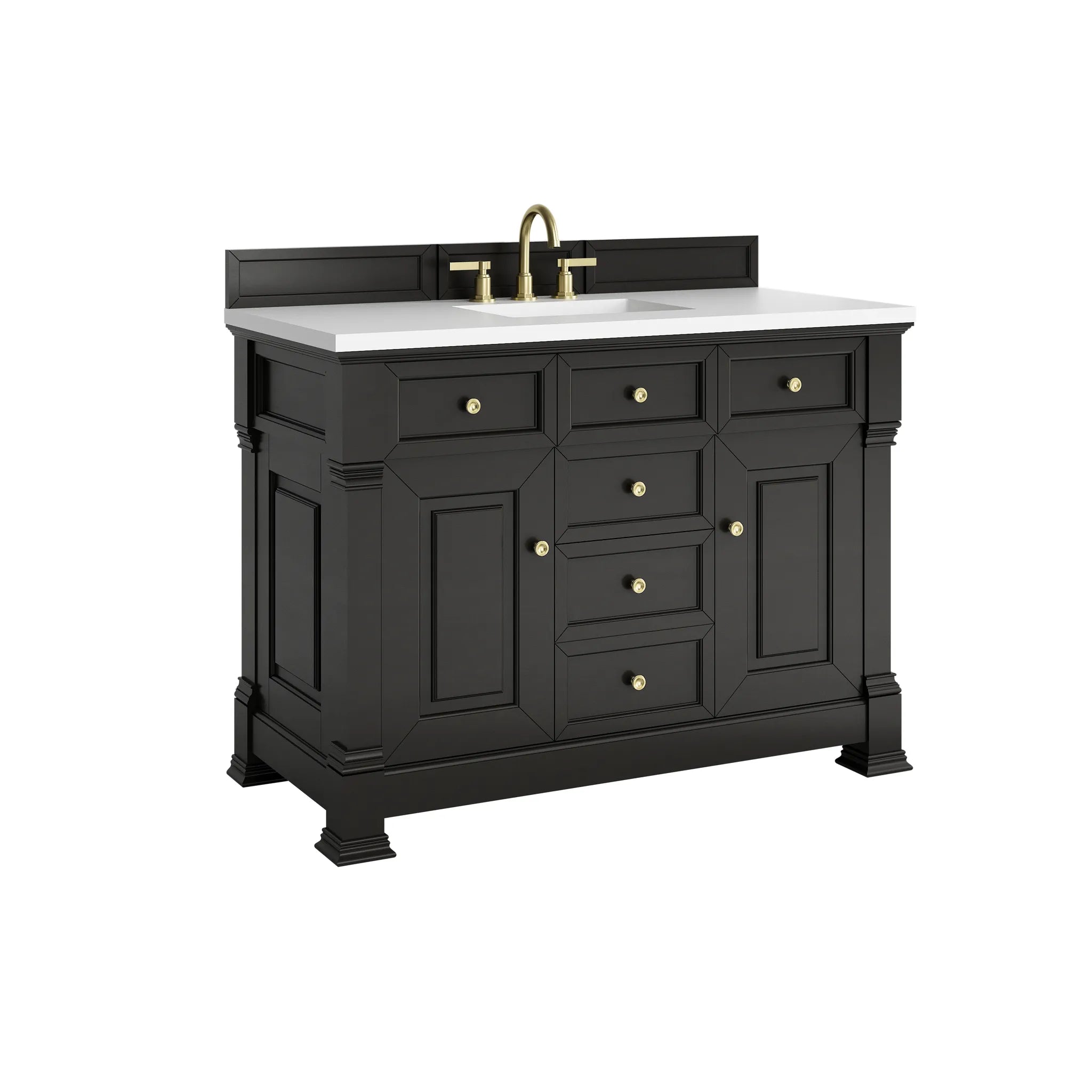 48" Brookfield Single Vanity in Black Onyx-White Zeus Silestone-8" Widespread image 9