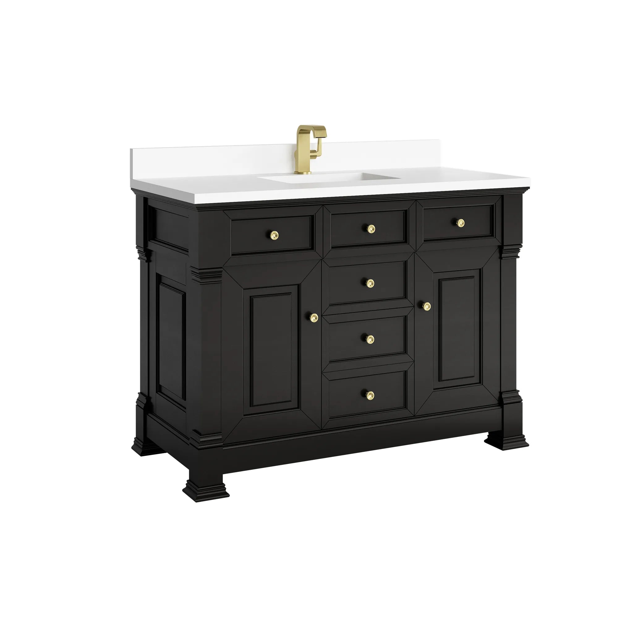48" Brookfield Single Vanity in Black Onyx-White Zeus Silestone & Backsplash-Single Hole image 8