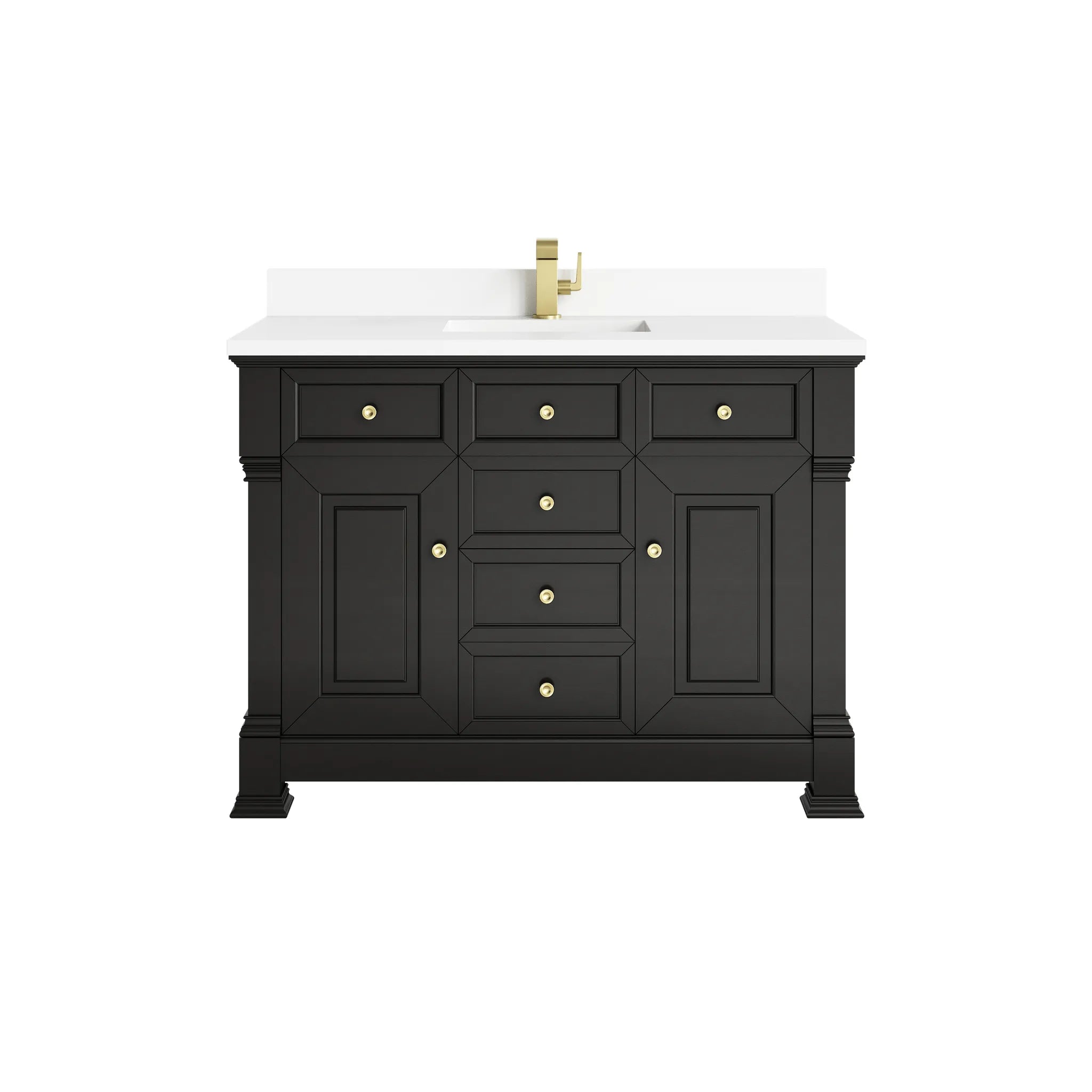 48" Brookfield Single Vanity in Black Onyx-White Zeus Silestone & Backsplash-Single Hole image