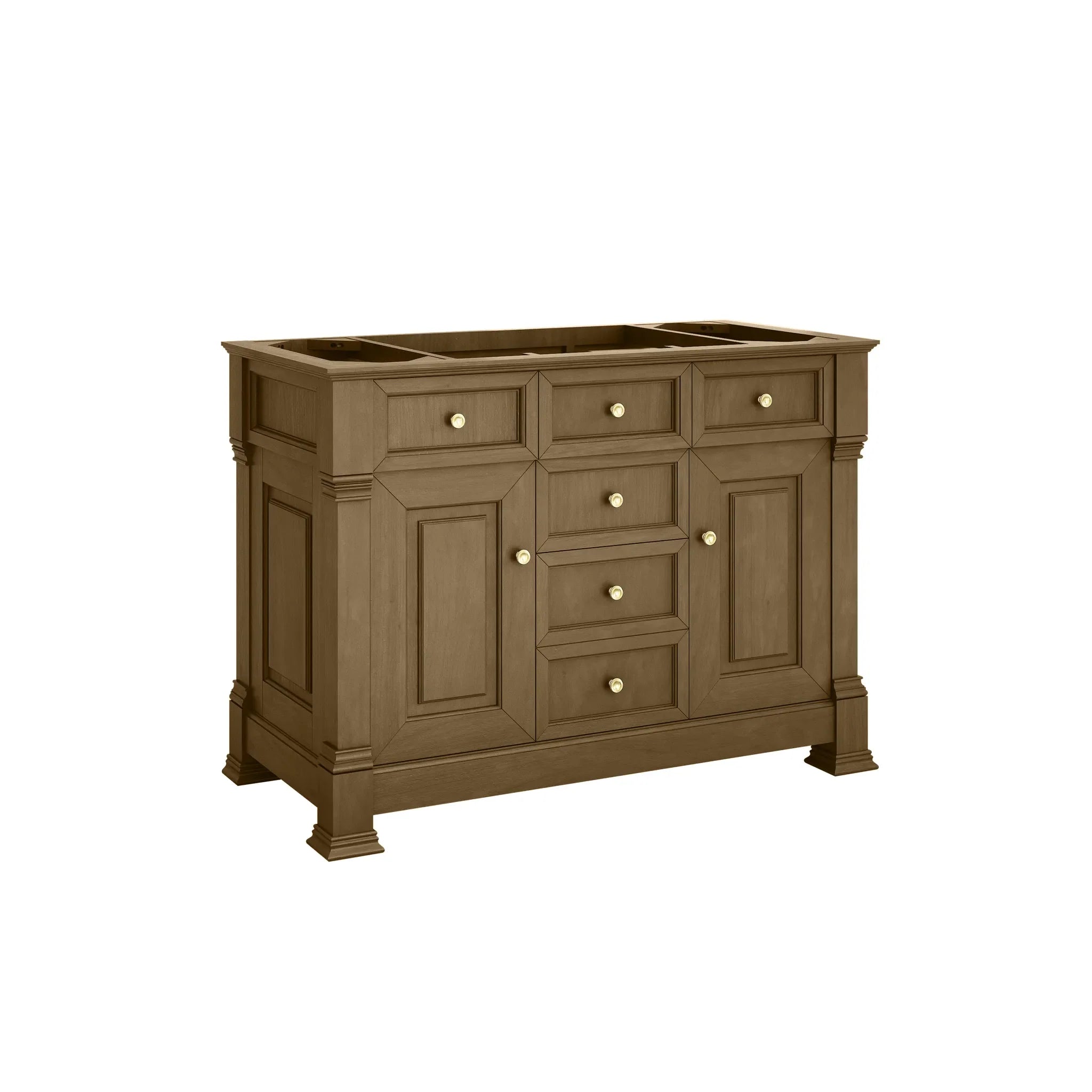 48" Brookfield Single Vanity in Honey Oak-Carrara White Marble-8" Widespread image 1