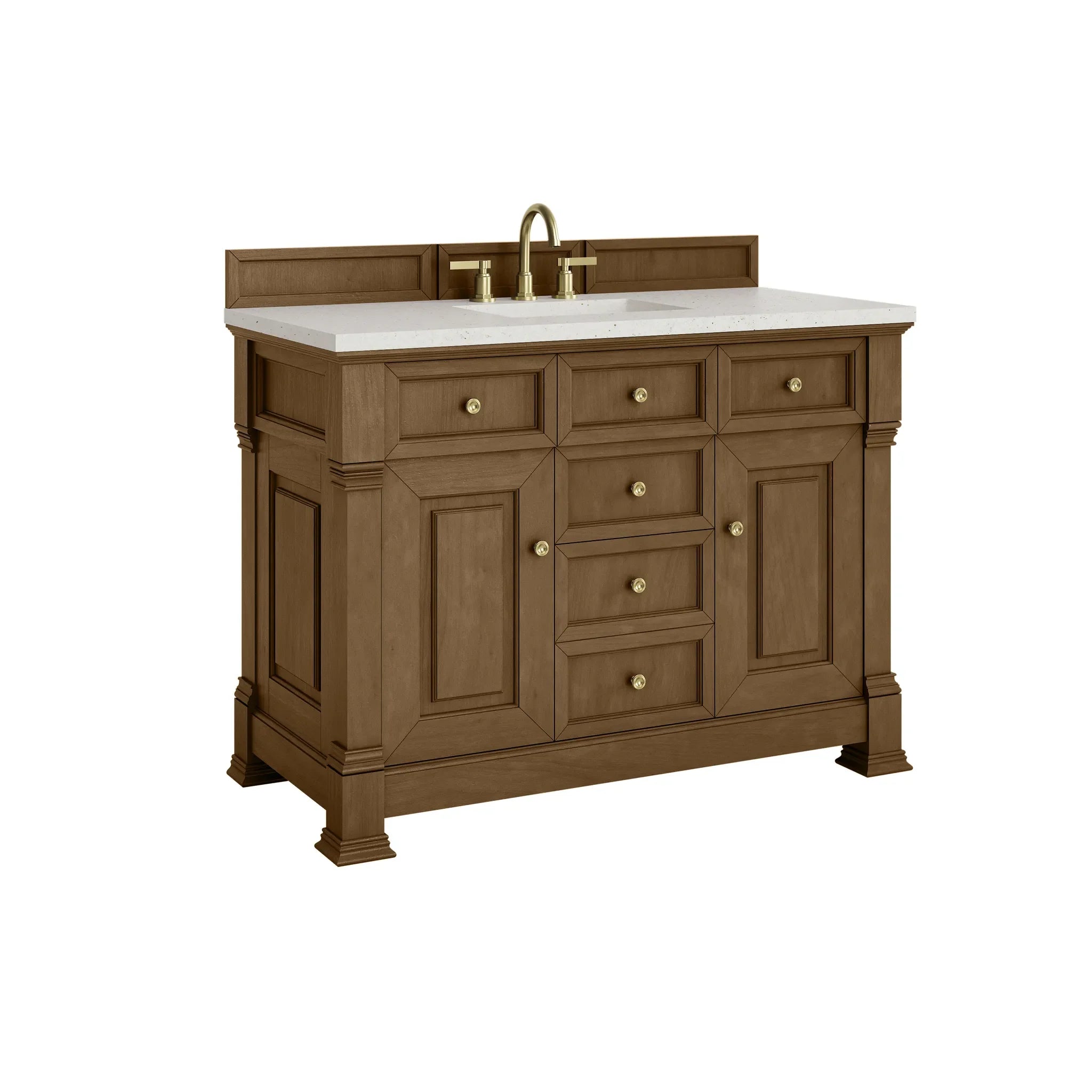 48" Brookfield Single Vanity in Honey Oak-Lime Delight Silestone-8" Widespread image 9