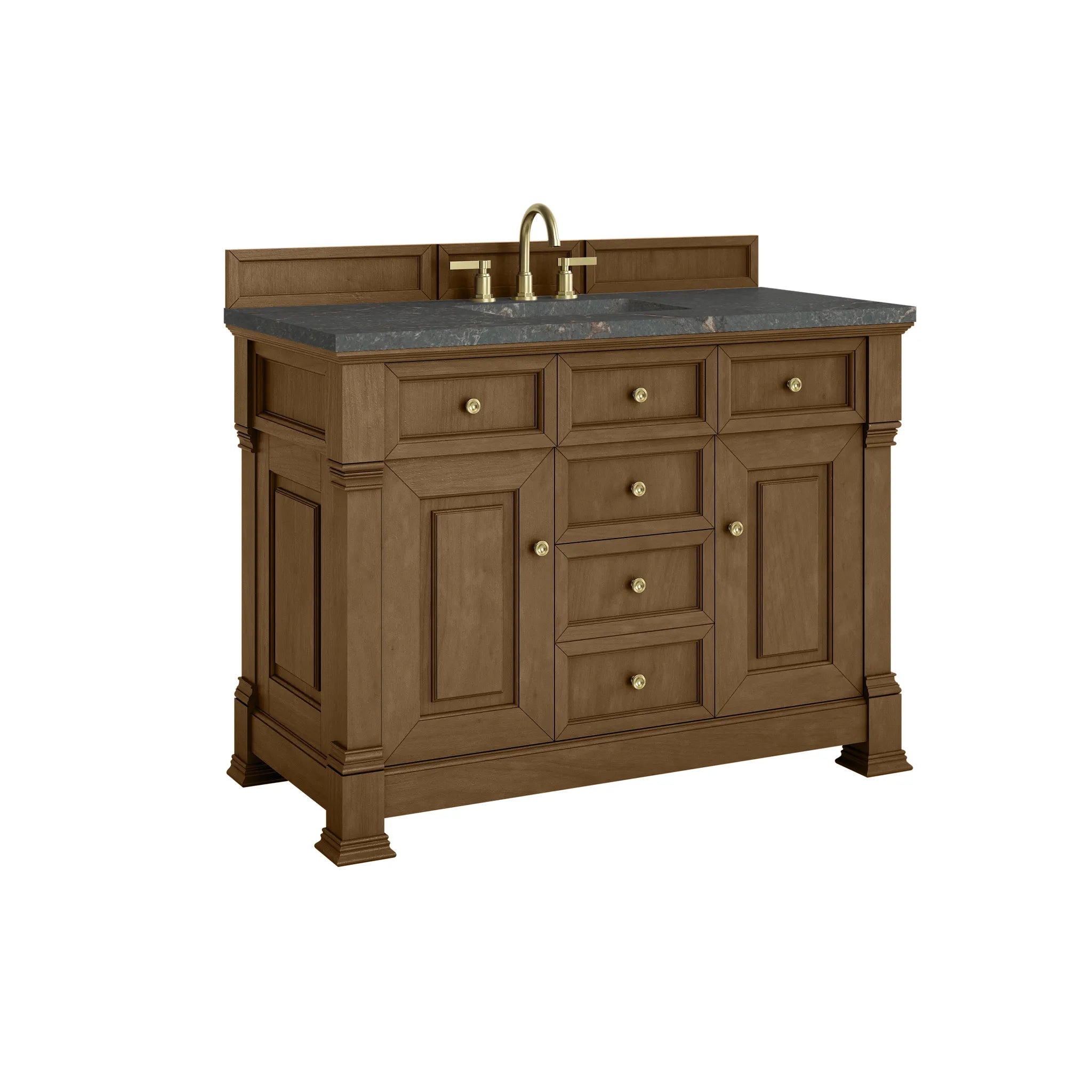 48" Brookfield Single Vanity in Honey Oak-Parisien Bleu Silestone-8" Widespread image 9