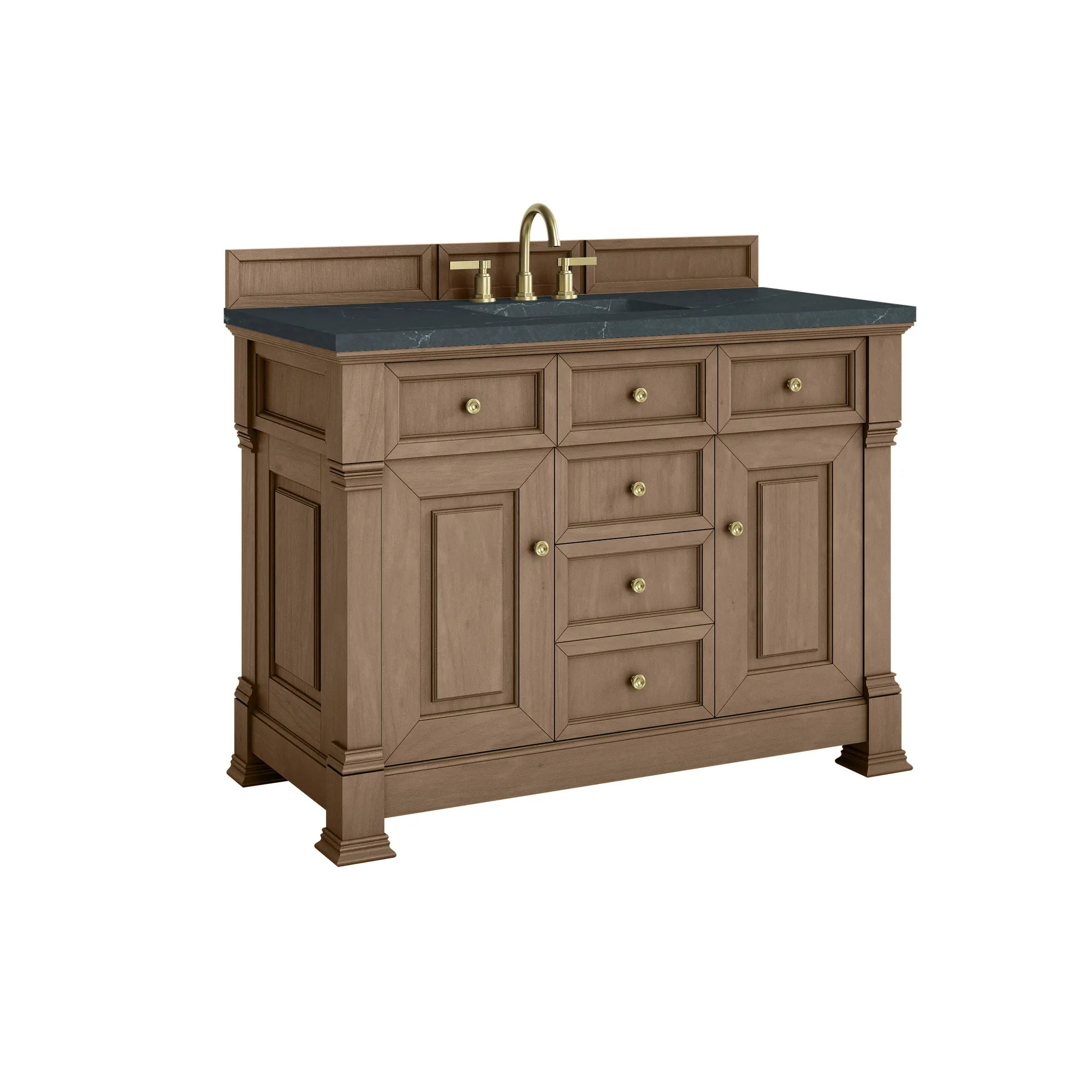 48" Brookfield Single Vanity in Pecan-Charcoal Soapstone Silestone-8" Widespread image 9