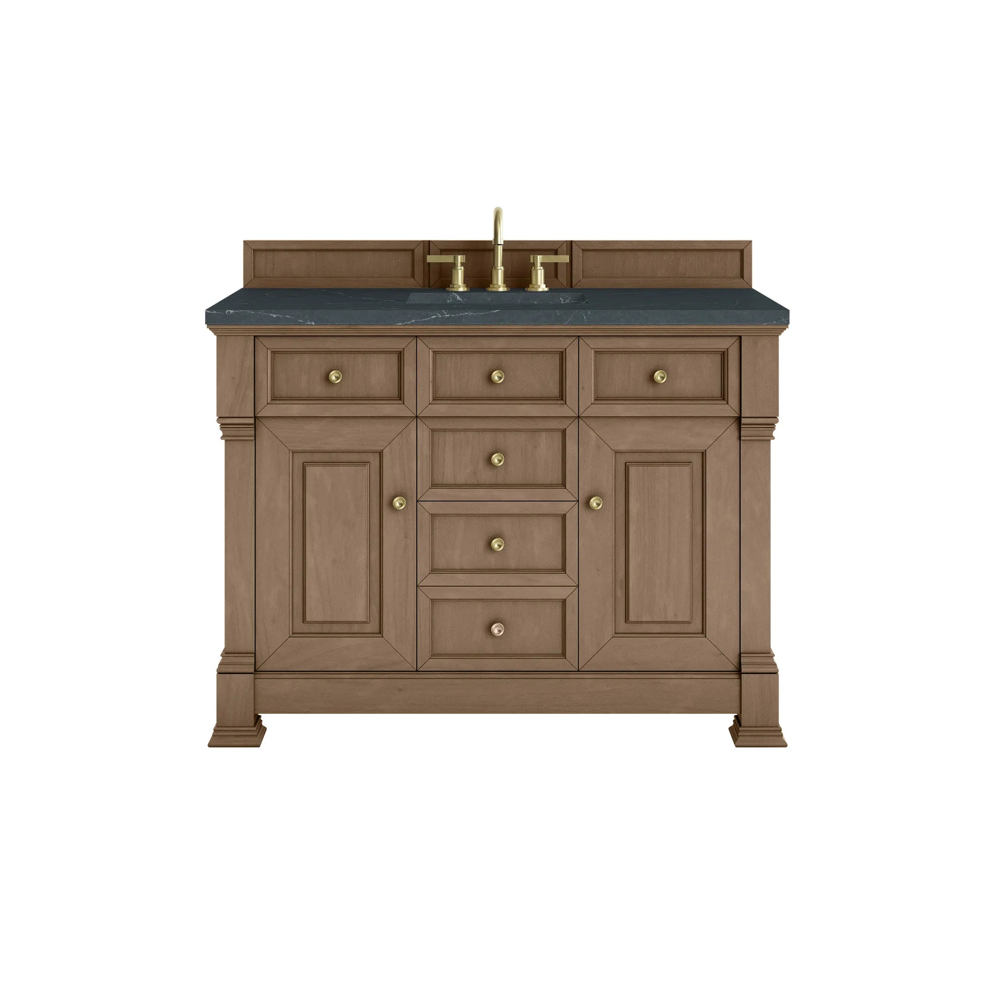 48" Brookfield Single Vanity in Pecan-Charcoal Soapstone Silestone-8" Widespread image