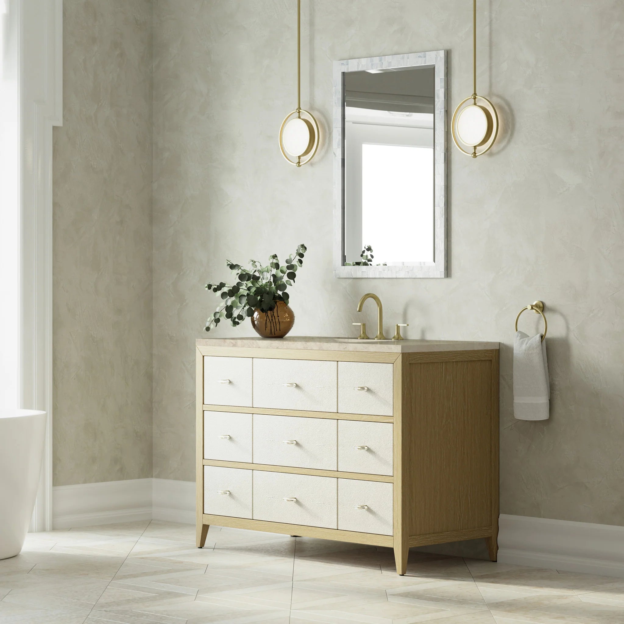 48-celeste-single-vanity-in-sunwashed-oak-with-embossed-shagreen-w-3-cm-parisien-bleu-silestone-top-w-freepower-wireless-charger-by-james-martin-vanities-d604-v48-shg-fpbl-tajnar-eclos-zero-silica image 12