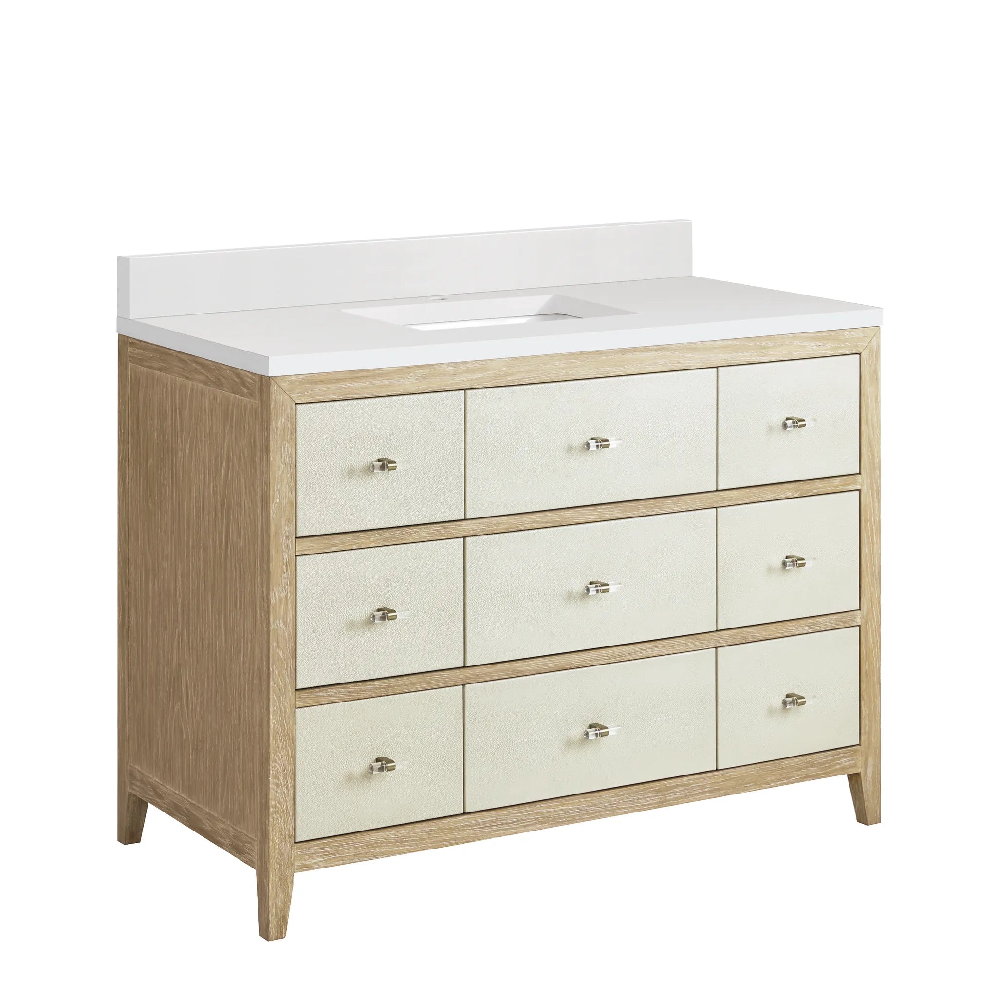 48" Celeste Single Vanity in Sunwashed Oak with Embossed Shagreen-White Zeus Silestone & Backsplash-Single Hole image 9