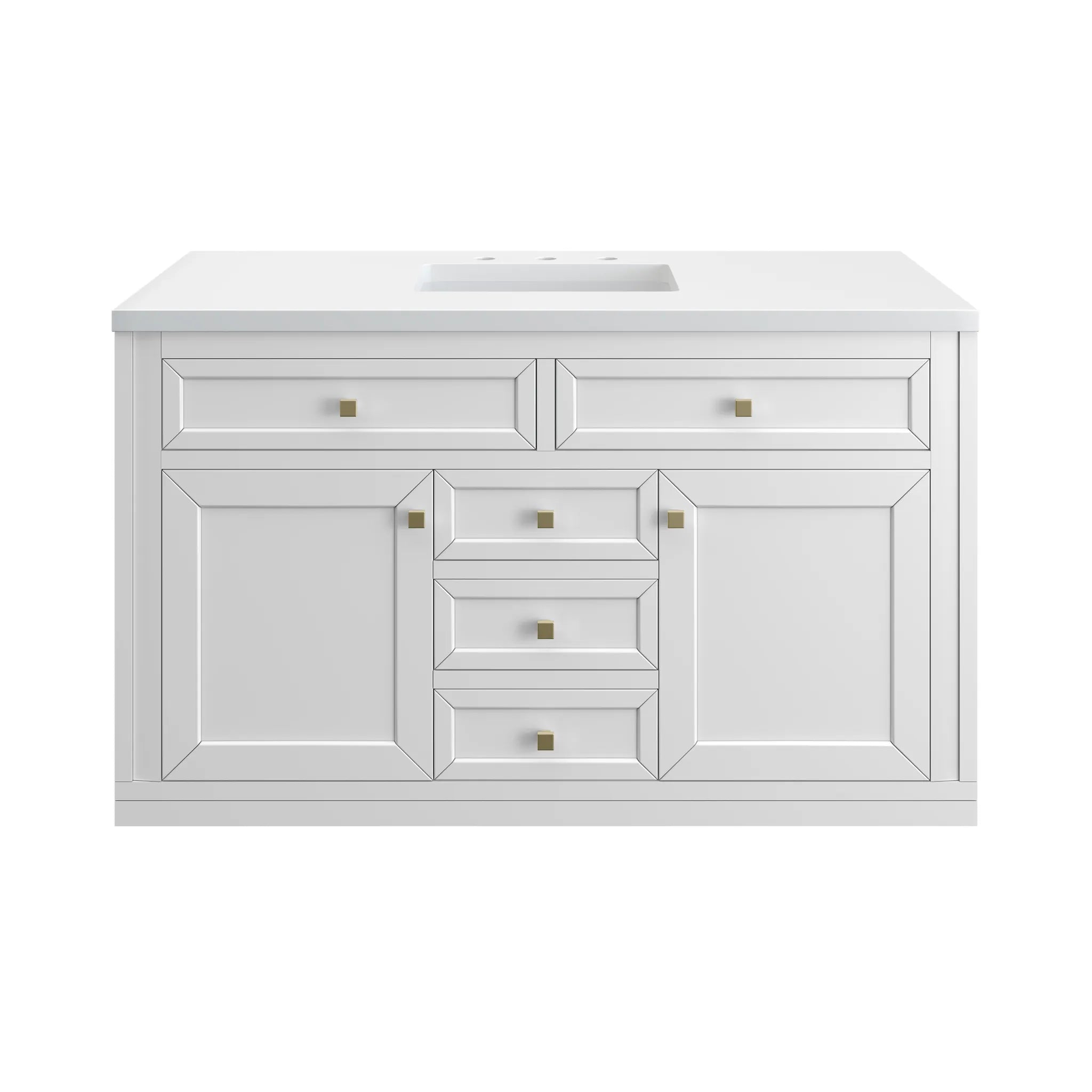 48" Chicago Single Vanity in Glossy White-White Zeus Silestone-8" Widespread image