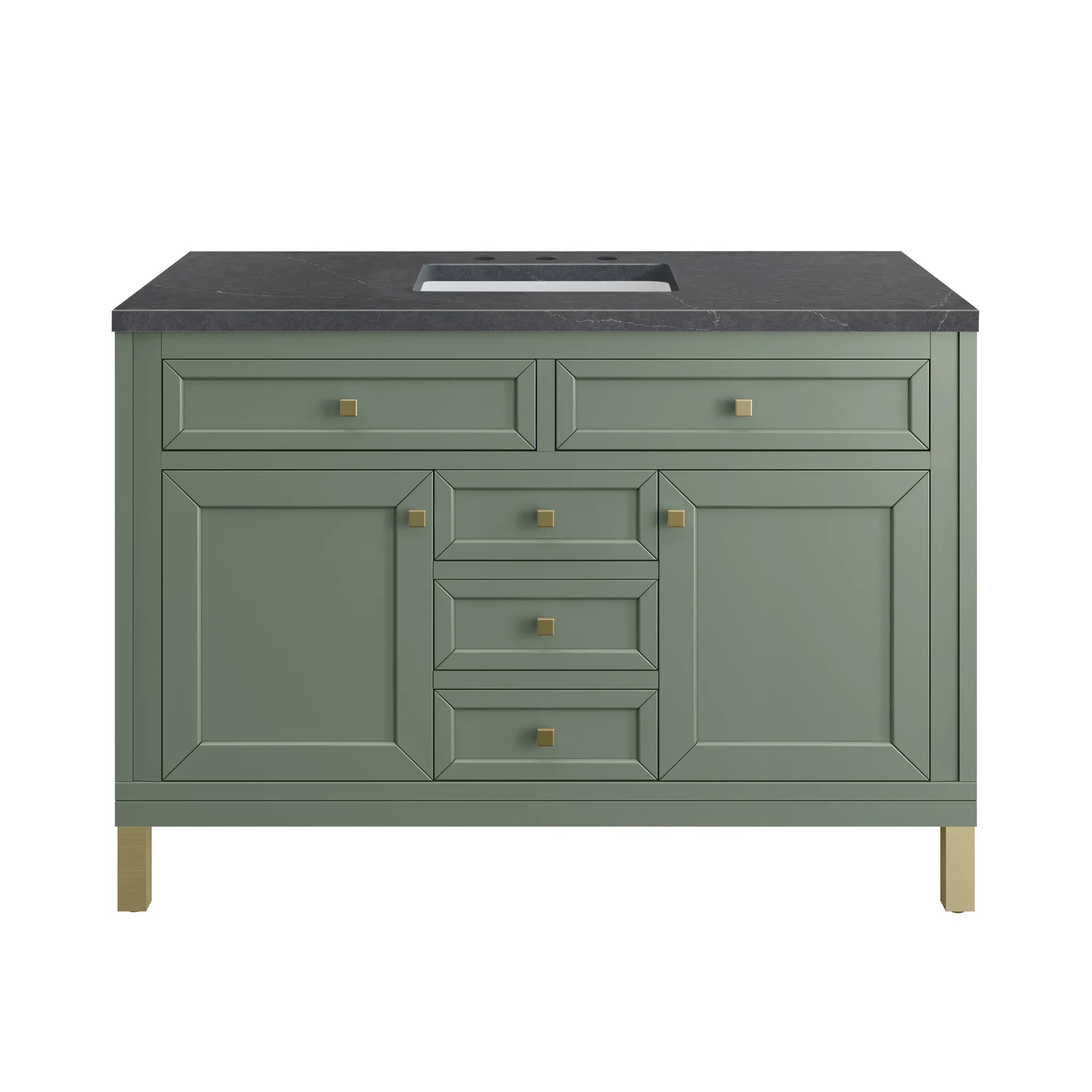 48" Chicago Single Vanity in Smokey Celadon,-Charcoal Soapstone Silestone-8" Widespread image 1
