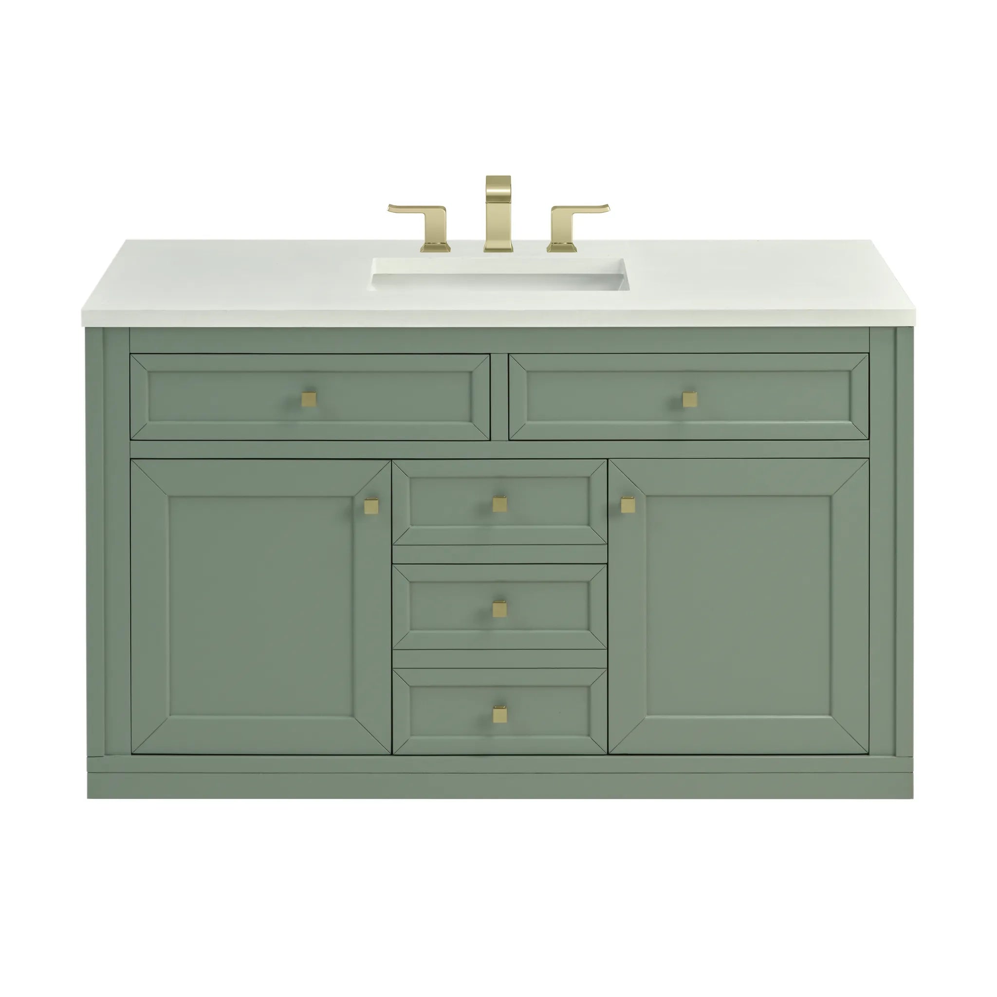48" Chicago Single Vanity in Smokey Celadon,-White Zeus Silestone-8" Widespread image 2