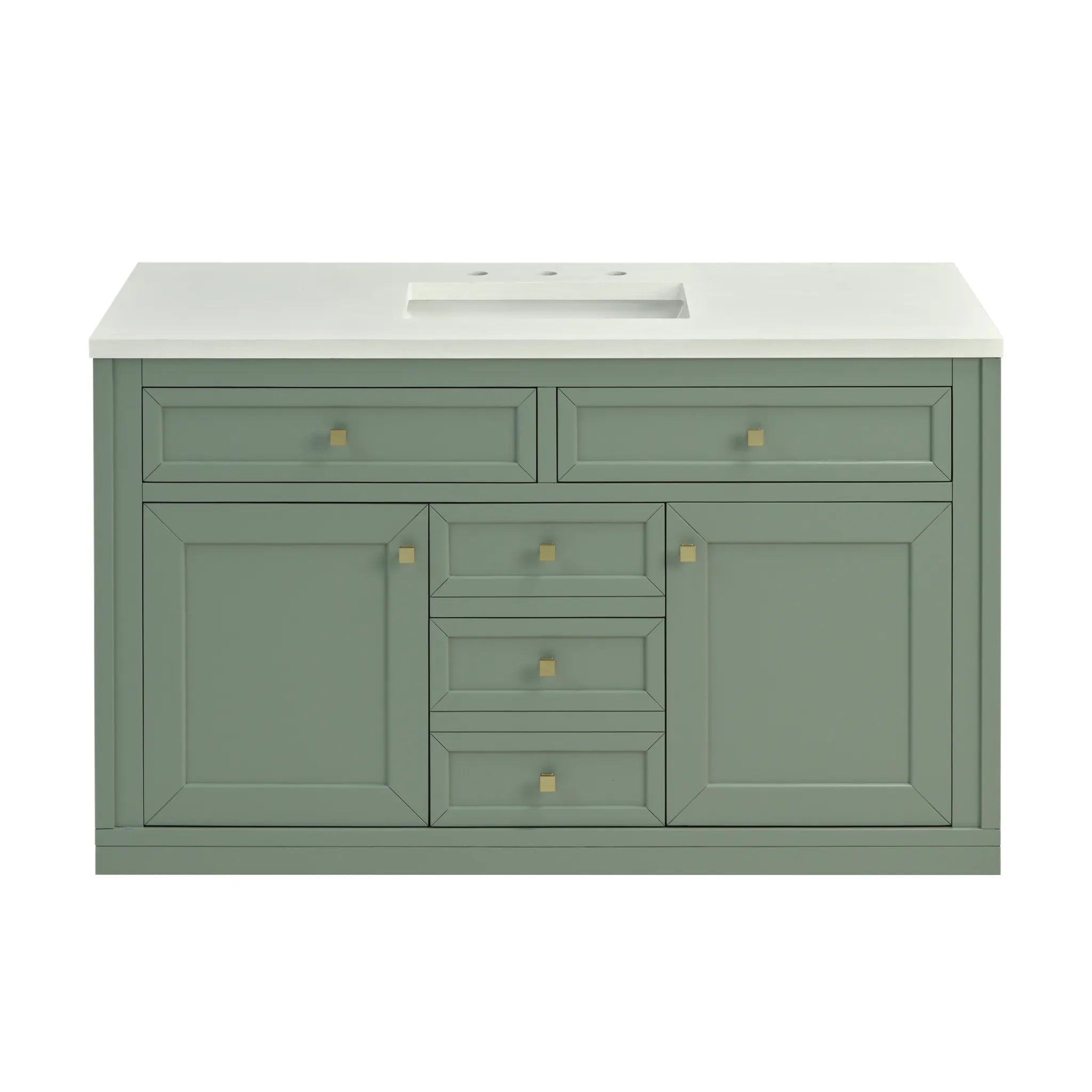 48" Chicago Single Vanity in Smokey Celadon,-White Zeus Silestone-8" Widespread image 3