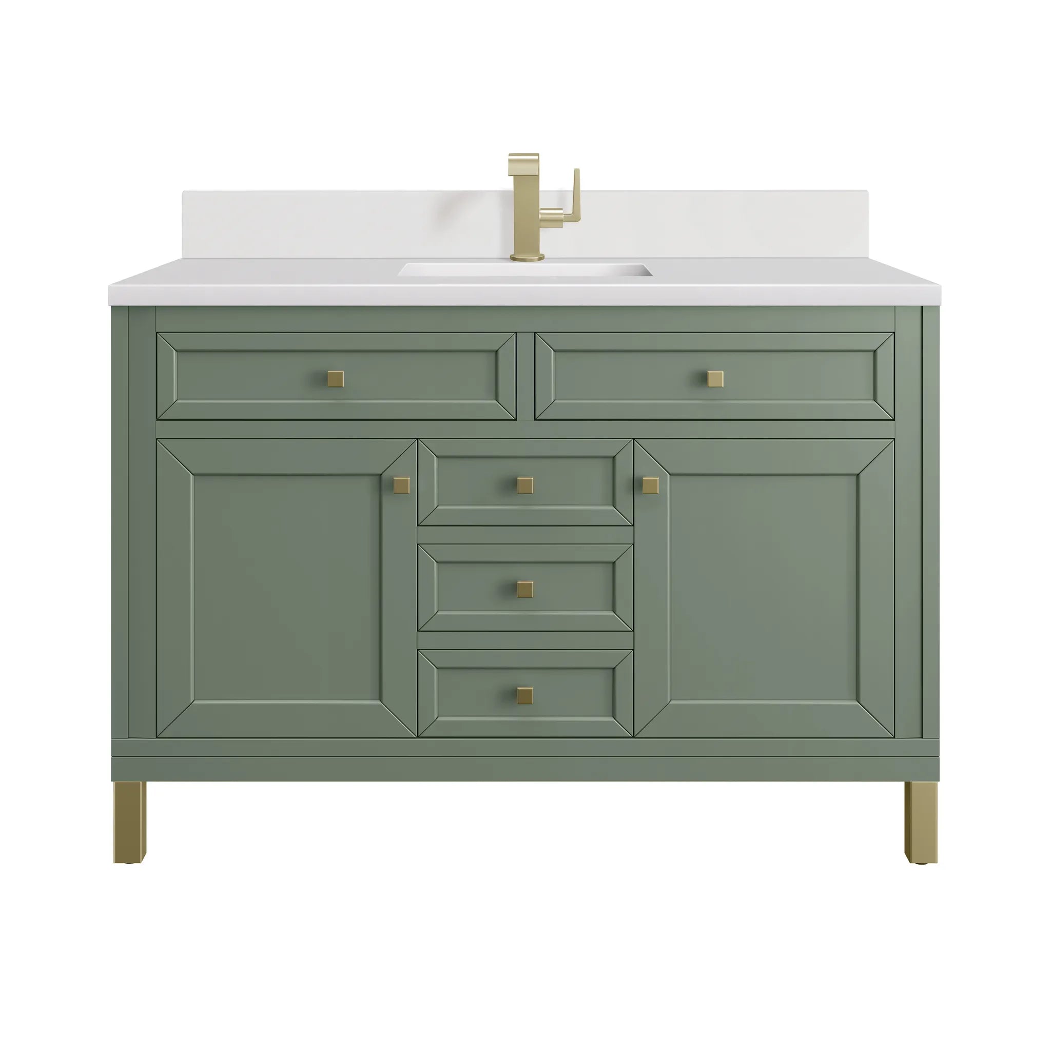 48" Chicago Single Vanity in Smokey Celadon,-White Zeus Silestone & Backsplash-Single Hole image