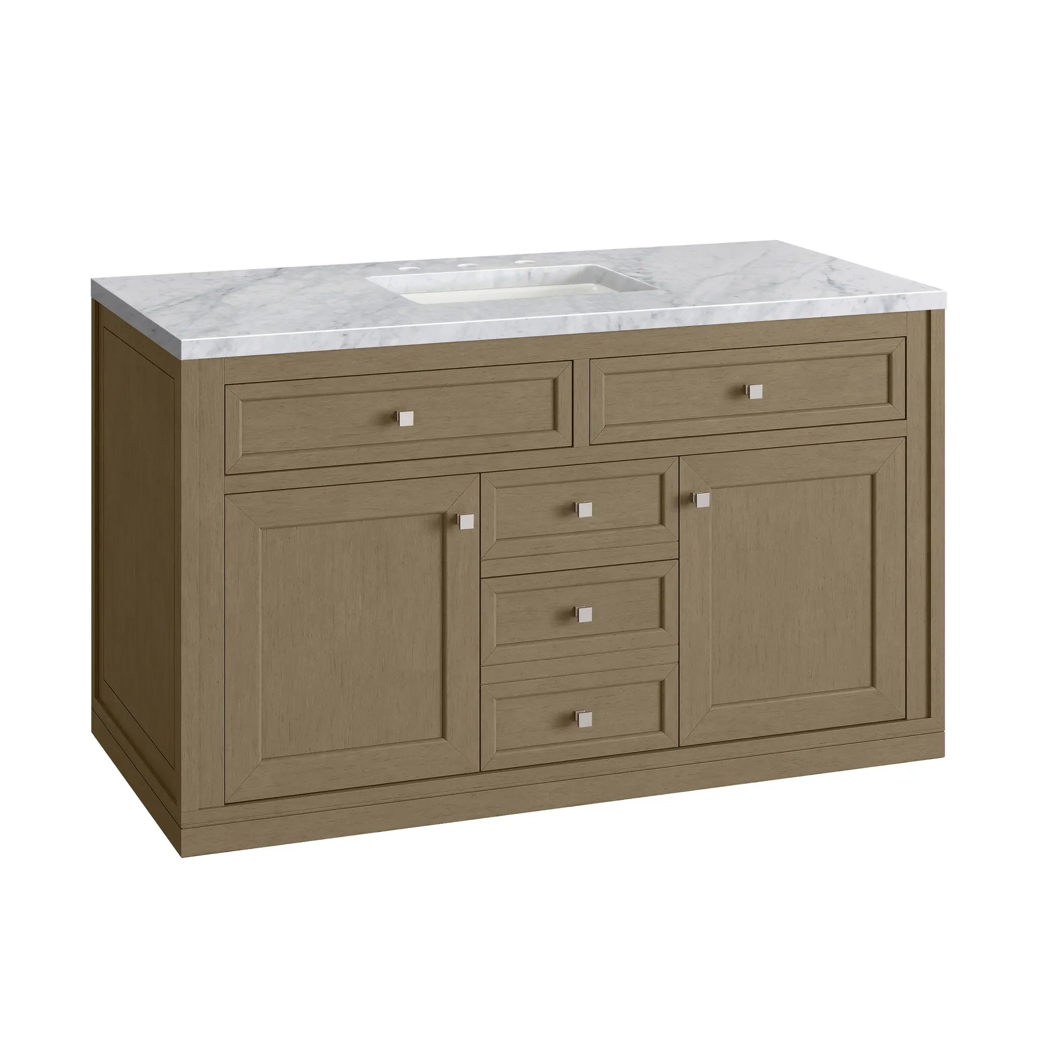 48" Chicago Single Vanity in Walnut Whisper-Carrara White Marble-8" Widespread image 20