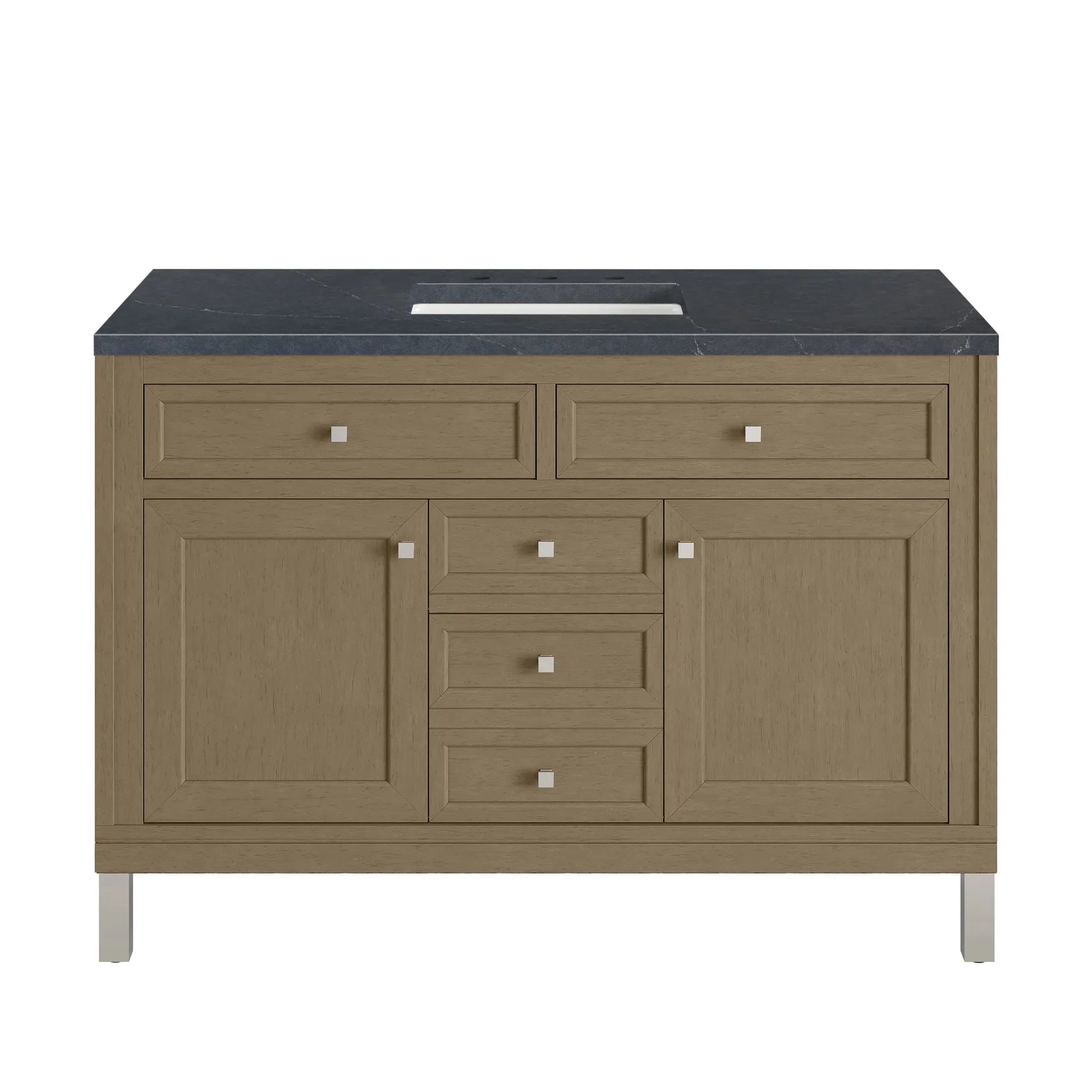 48" Chicago Single Vanity in Walnut Whisper-Charcoal Soapstone Silestone-8" Widespread image 1