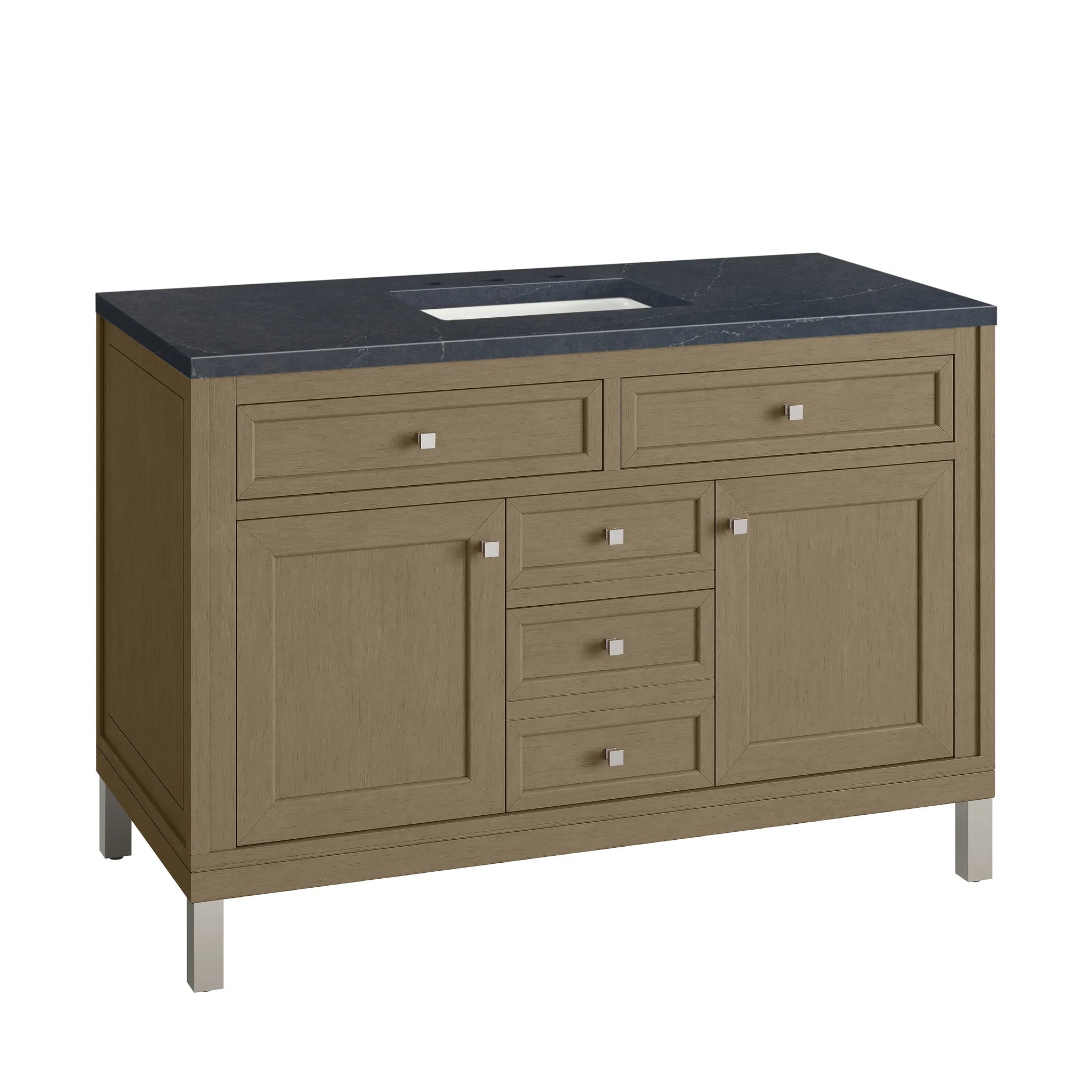 48" Chicago Single Vanity in Walnut Whisper-Charcoal Soapstone Silestone-8" Widespread image 19